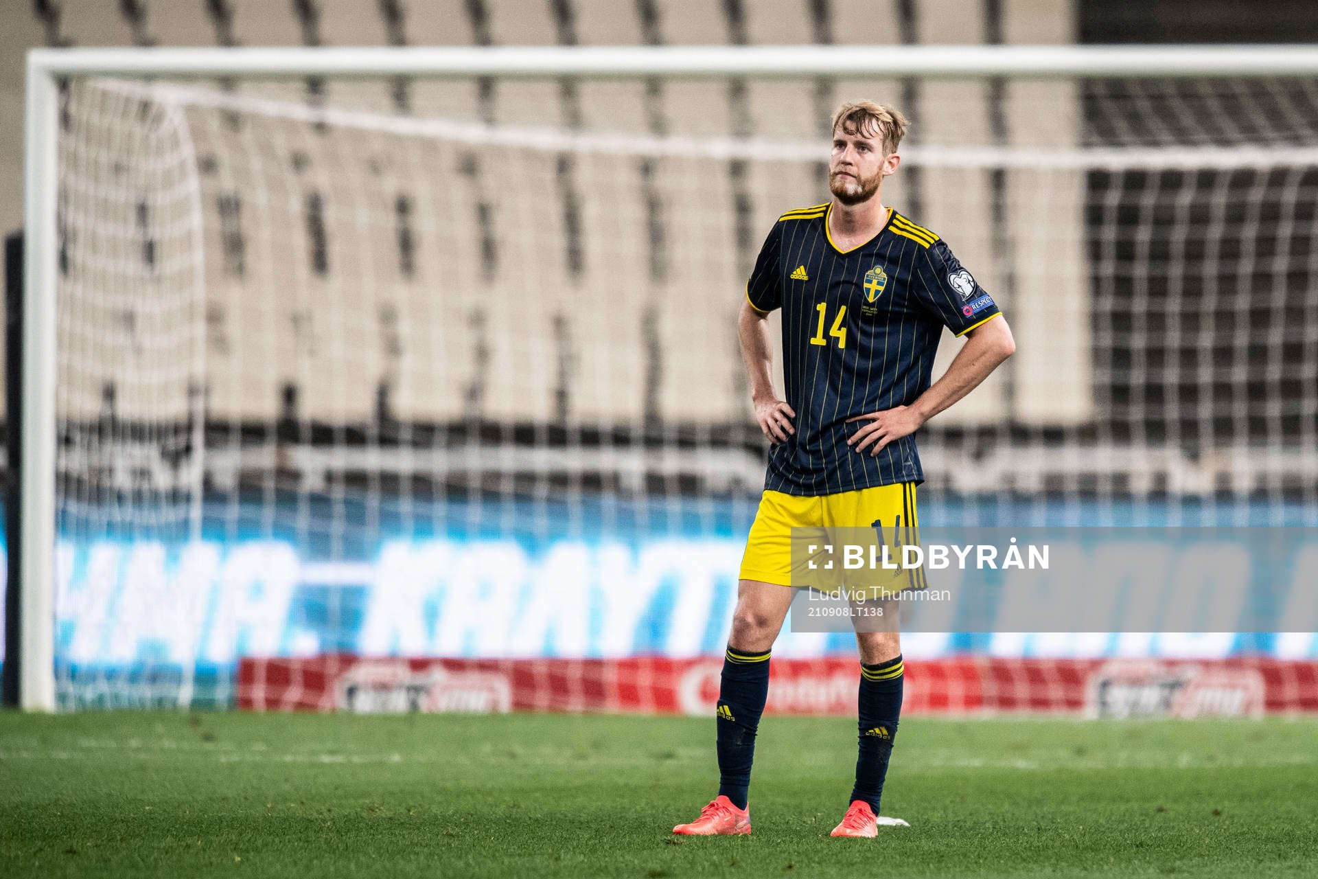 Filip Helander of Sweden looks dejected
