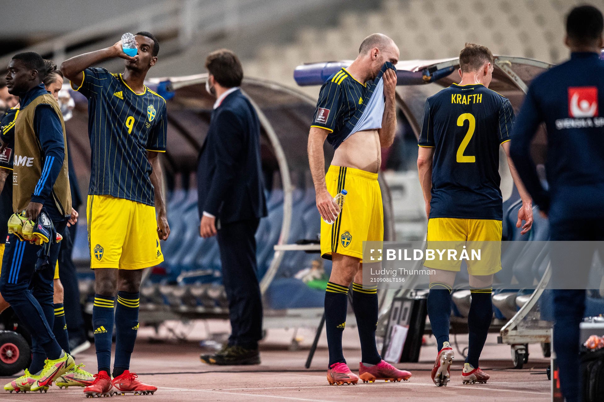 Alexander Isak, Marcus Danielson and Emil Krafth of Sweden