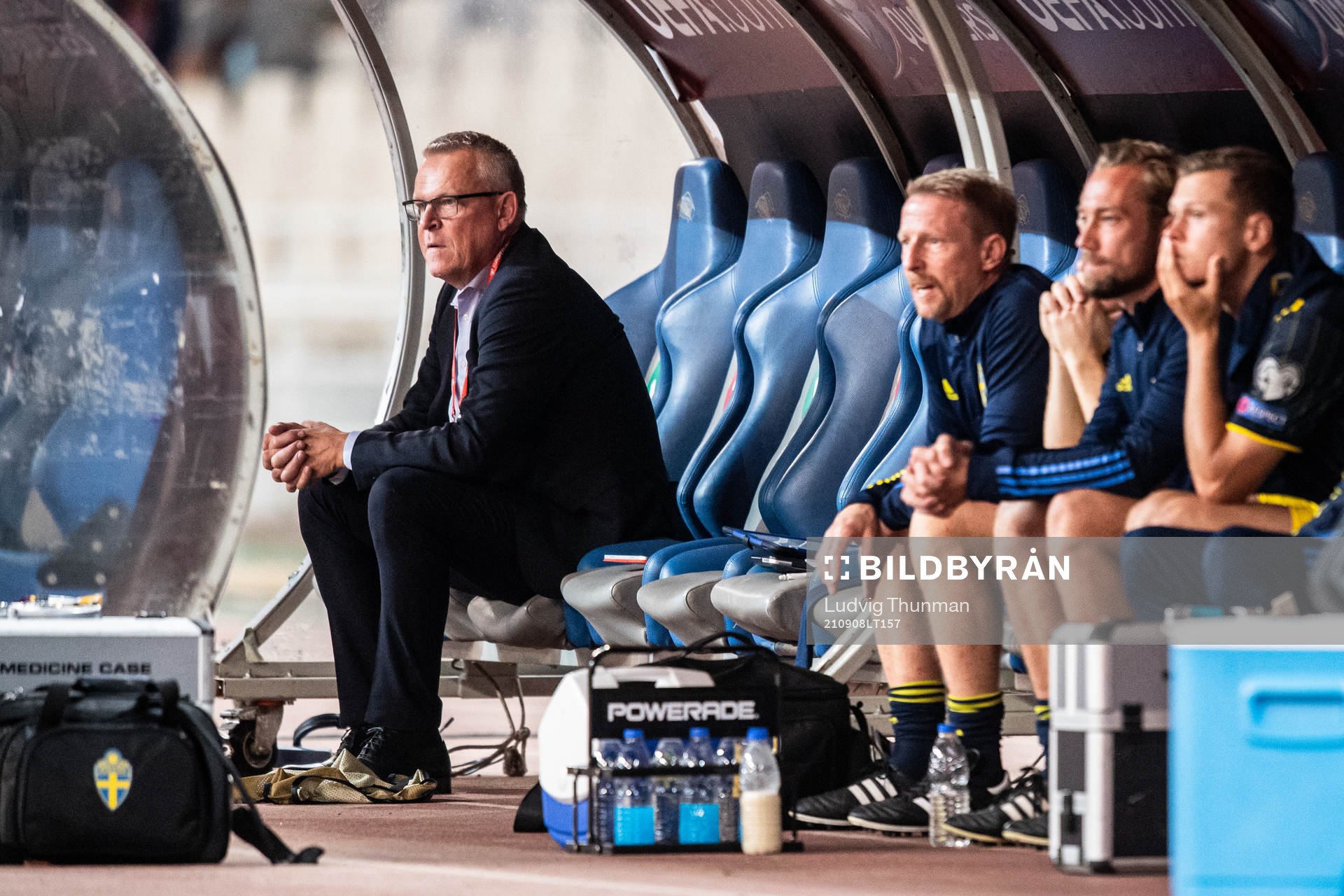 Head coach Janne Andersson of Sweden looks dejected