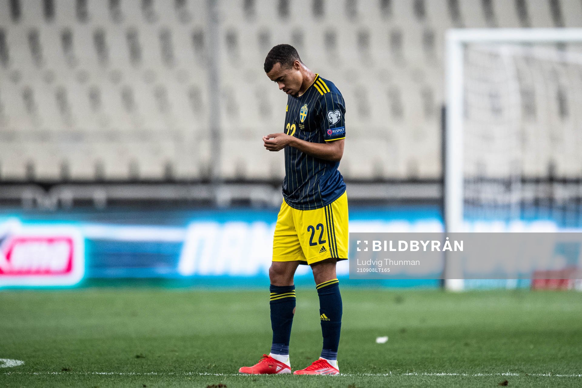 Robin Quaison of Sweden looks dejected