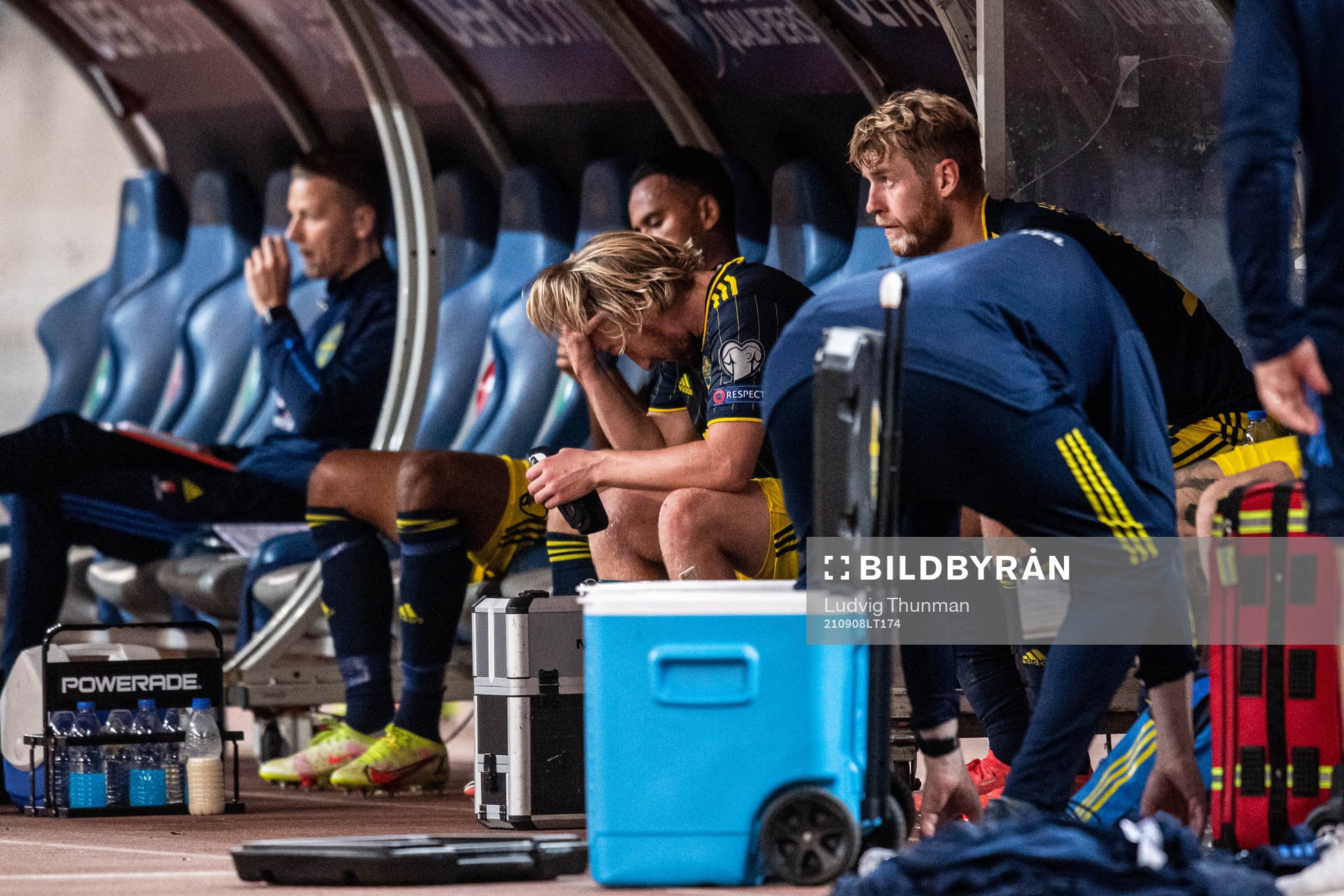 Emil Forsberg and Filip Helander of Sweden look dejected