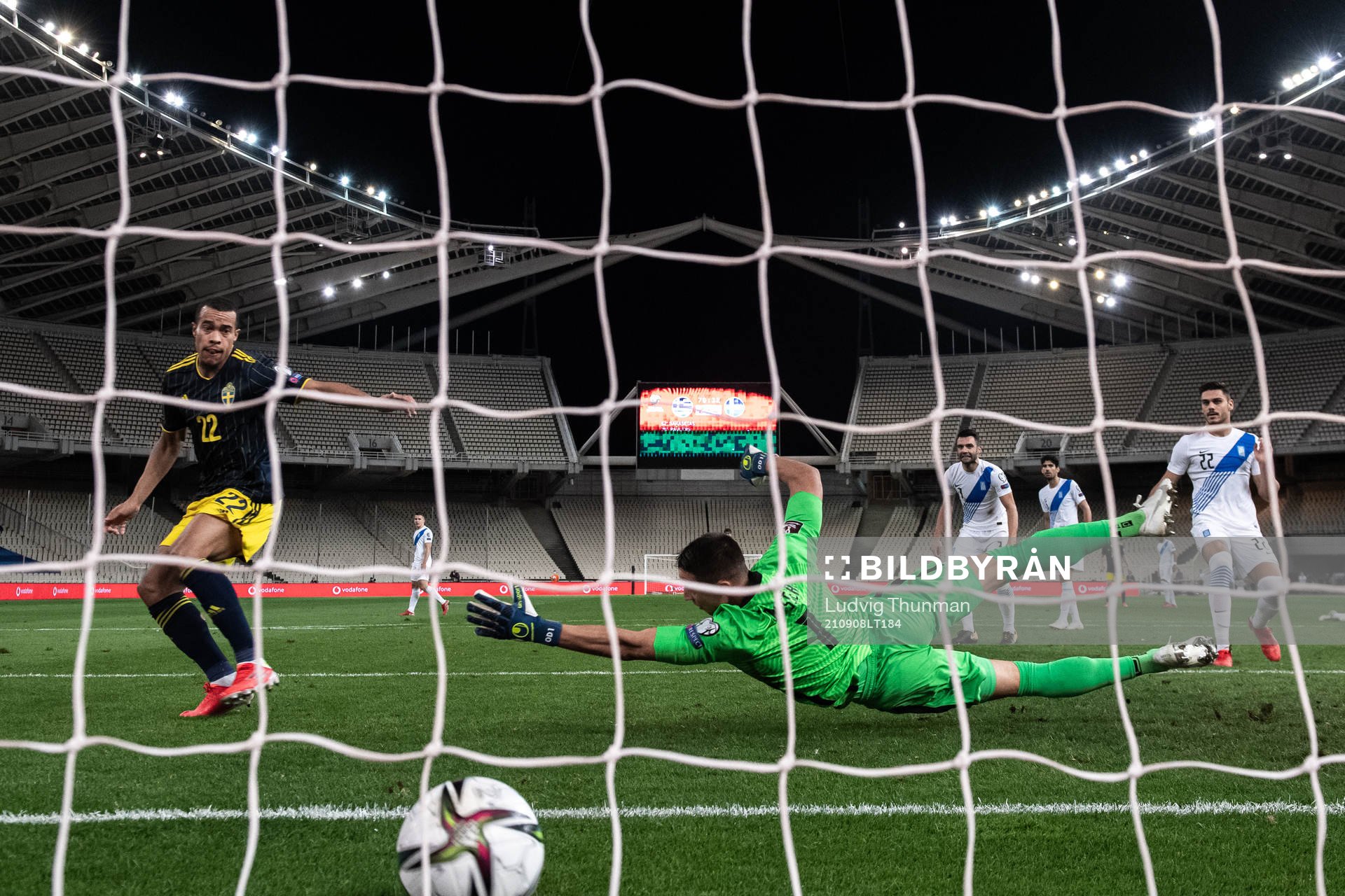 Robin Quaison of Sweden scores the 2-1 goal behind
