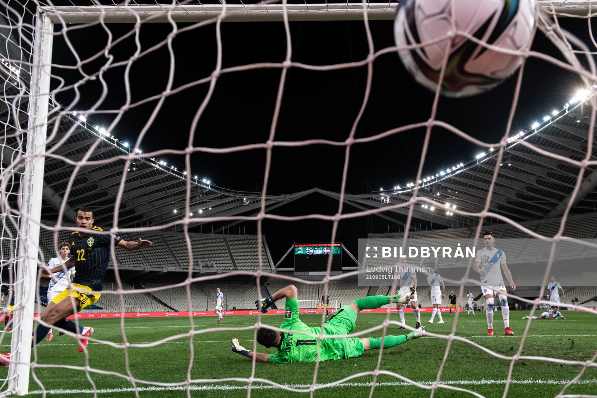 Robin Quaison of Sweden scores the 2-1 goal behind