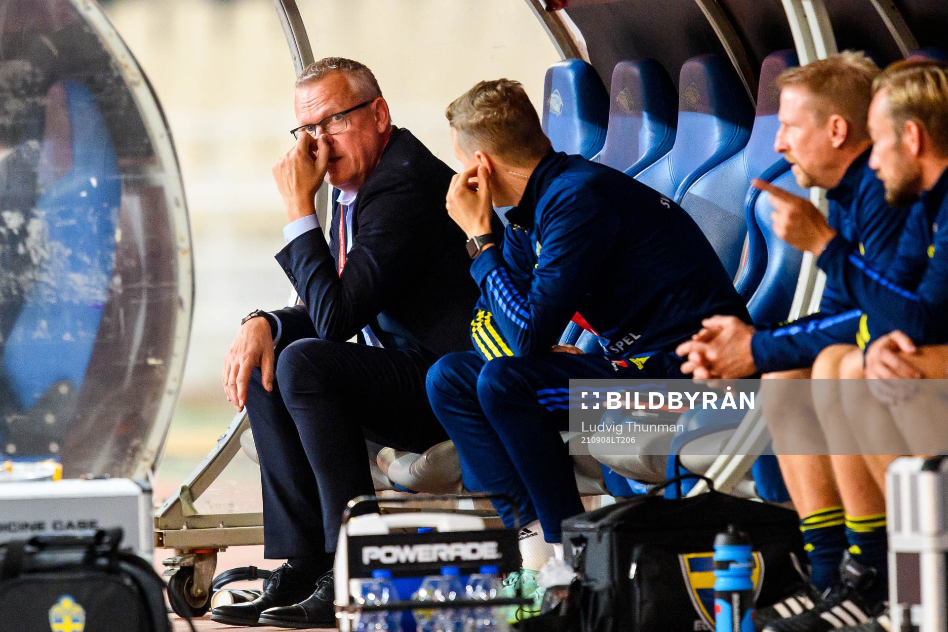 Head coach Janne Andersson looks dejected