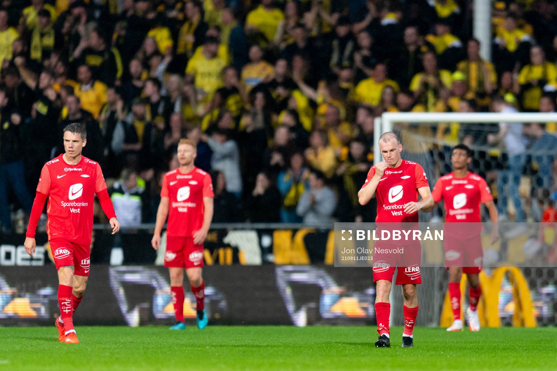 Players of Brann look dejected