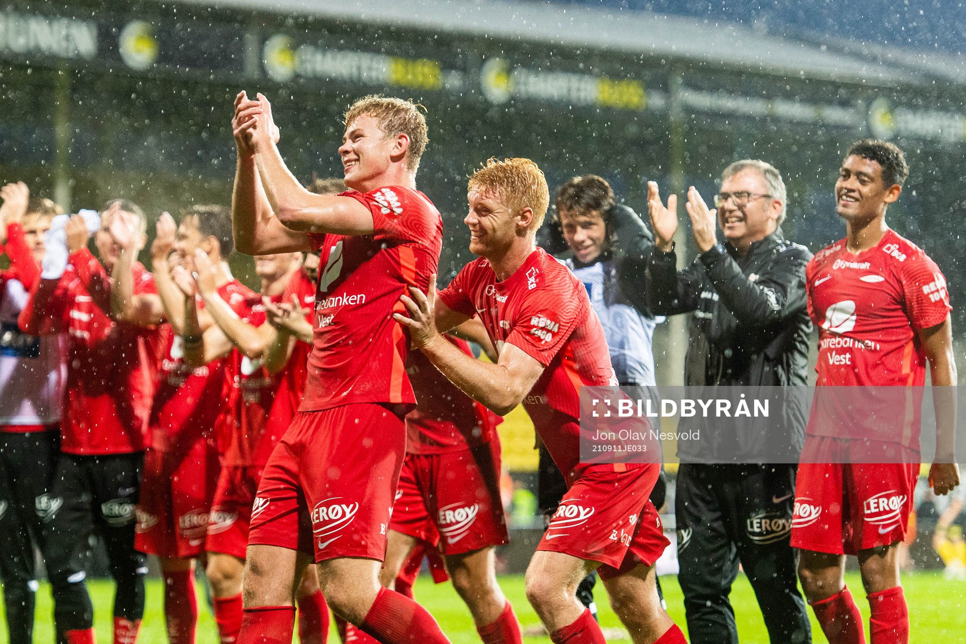 Aune Heggebø and Sivert Heltne Nilsen of Brann celebrate