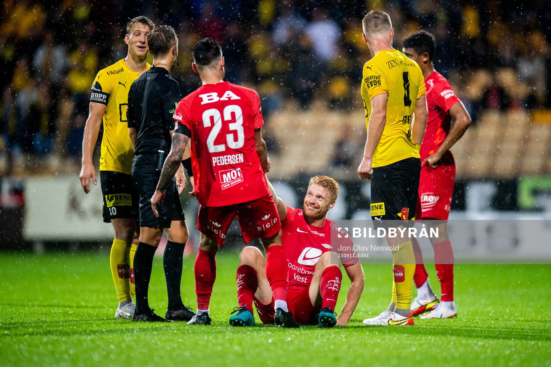 Daniel Alexander Pedersen and Sivert Heltne Nilsen during the Eliteserien match between Lillestrøm and Brann on September 11, 2021 in Lillestrøm.