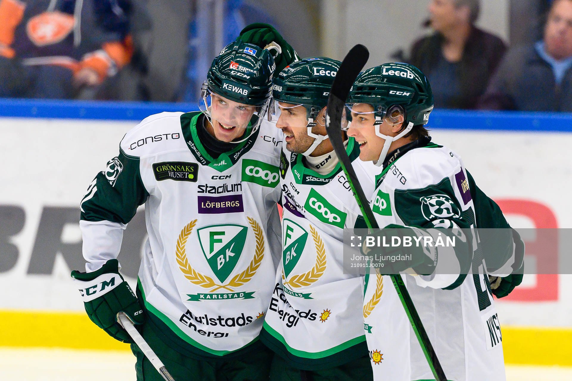 Färjestads Carl Jakobsson, Martin Johansson och Joel
