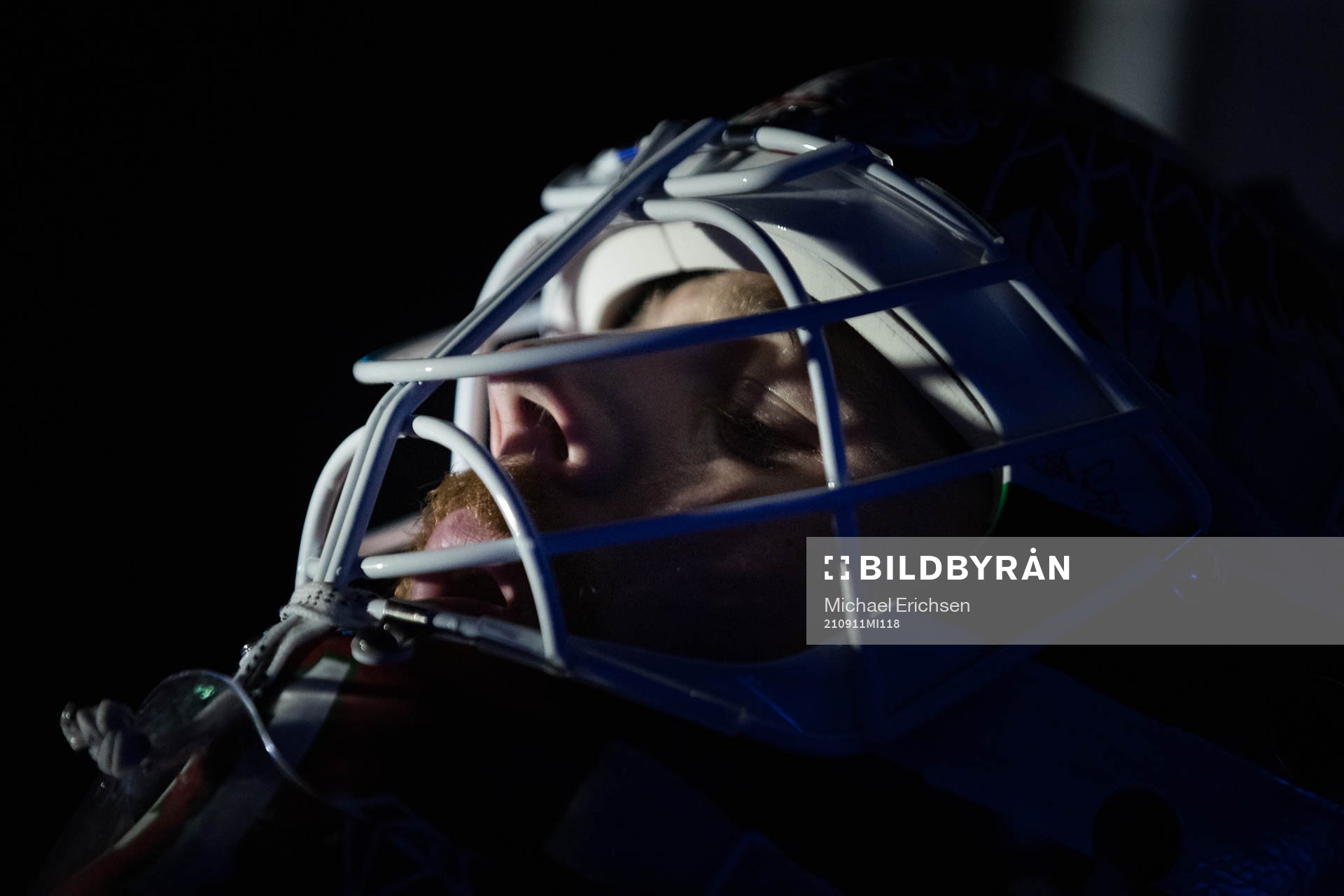 Frölundas målvakt Niklas Rubin innan ishockeymatchen i