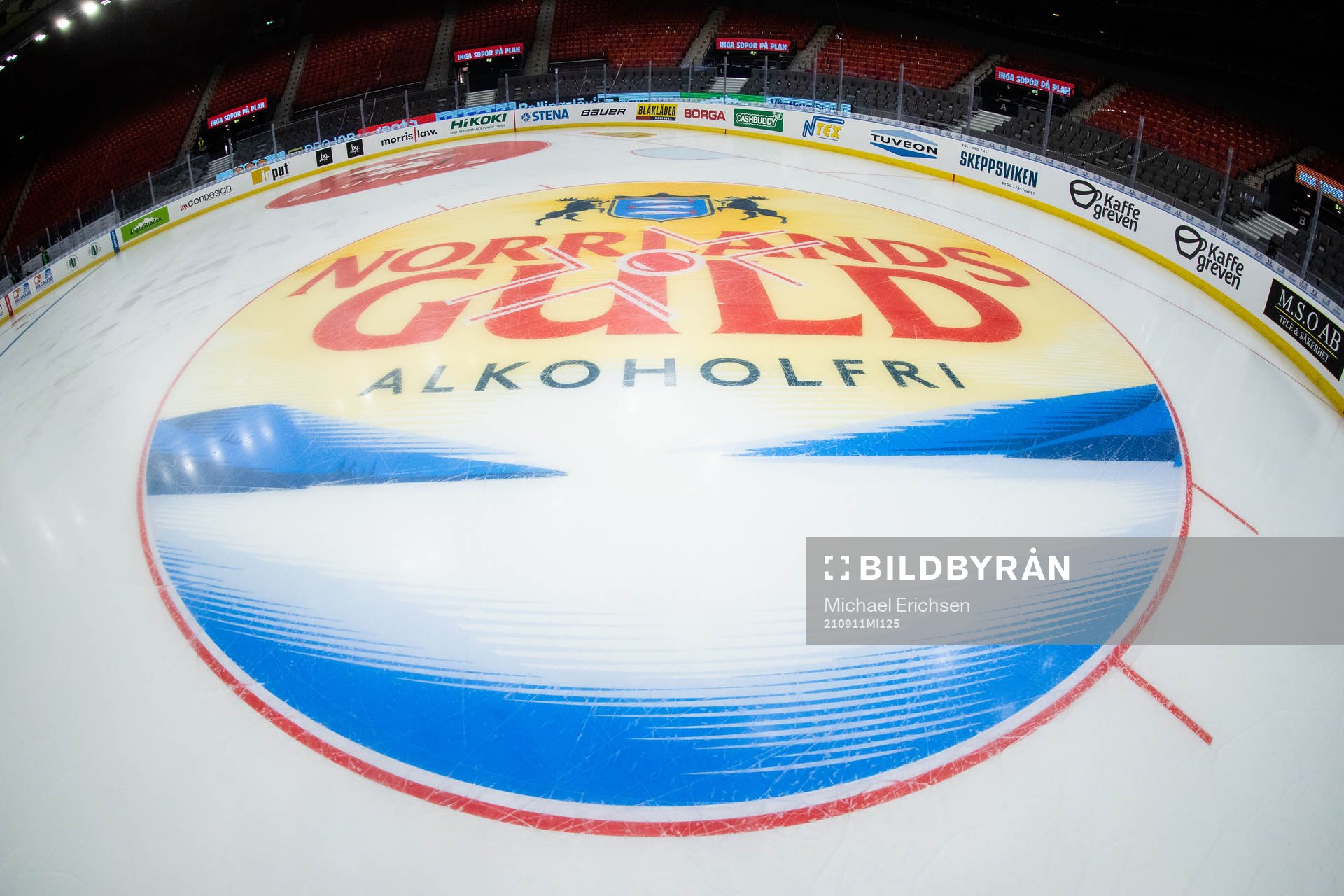 En tekningscirkel med Norrlands Gulds logo