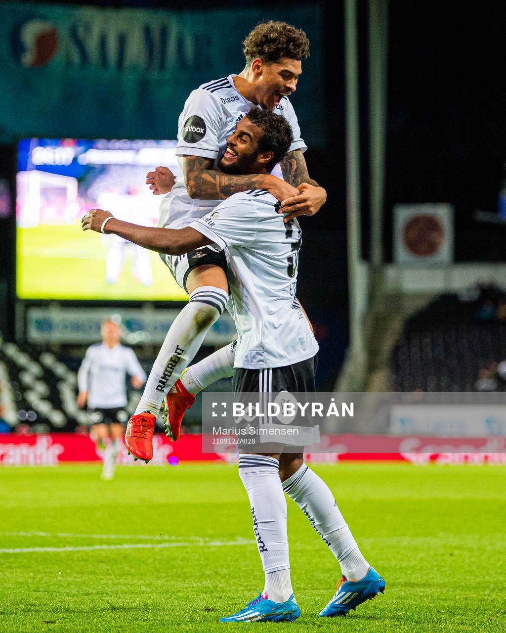 Emil Konradsen Ceide of Rosenborg celebrates with Noah Jean