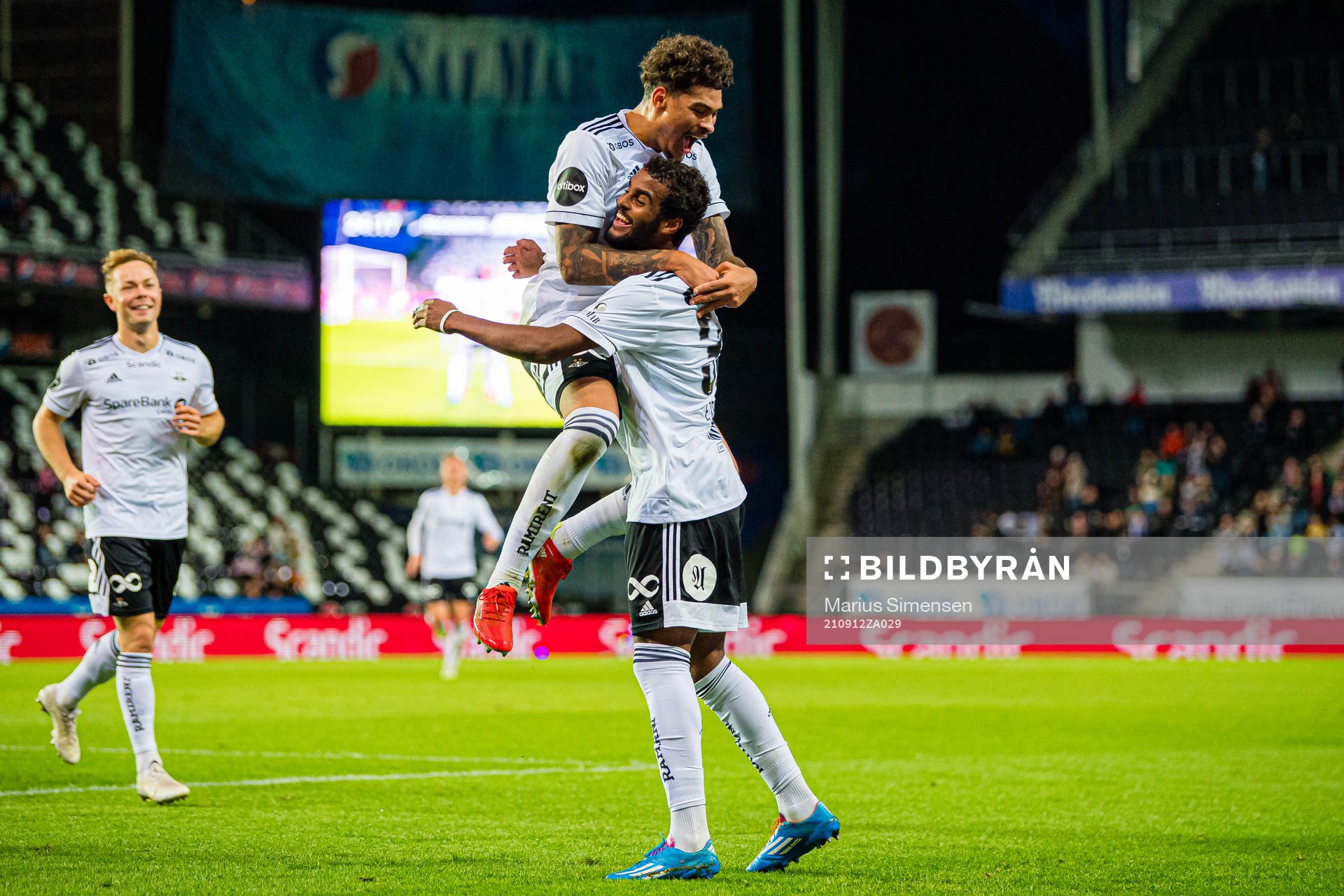 Emil Konradsen Ceide of Rosenborg celebrates with Noah Jean