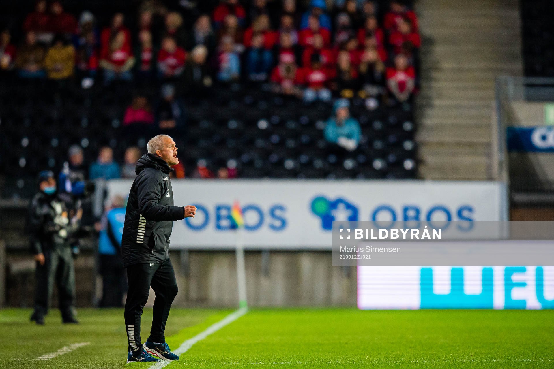 Gaute Ugelstad Helstrup, head coach of Tromsø, during the Eliteserien match between Rosenborg and Tromsø on September 12, 2021 in Trondheim.