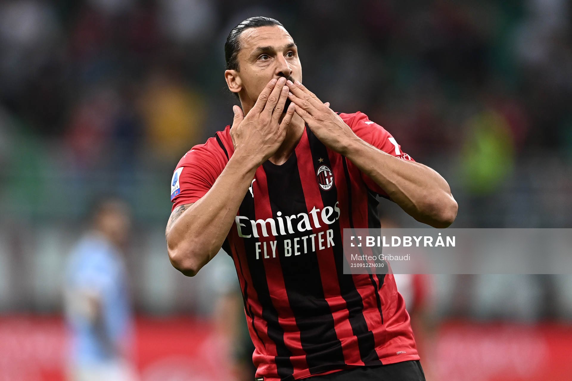 Zlatan Ibrahimovic of Milan celebrates scoring 2-0