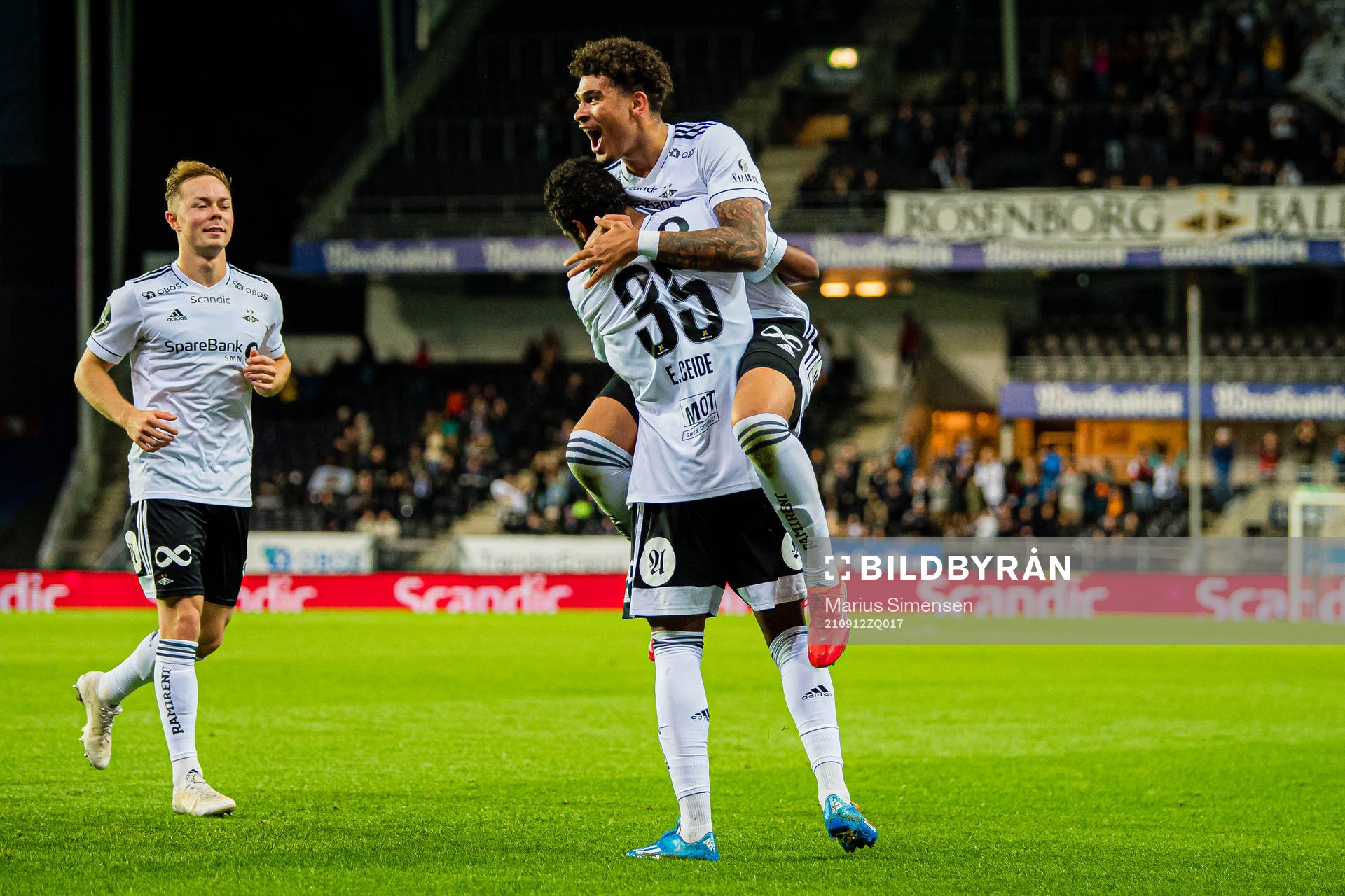 Emil Konradsen Ceide of Rosenborg celebrates with Noah Jean