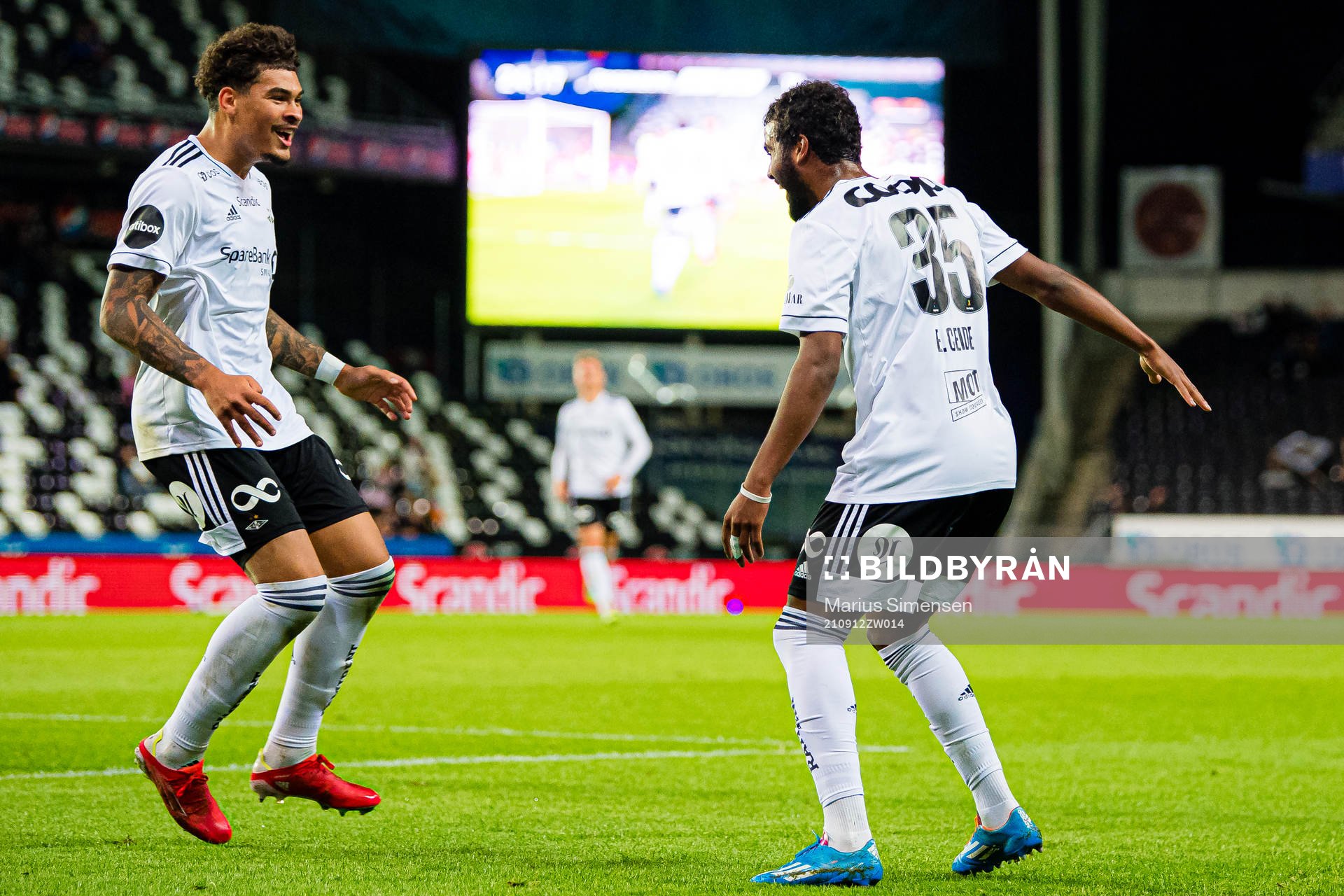 Emil Konradsen Ceide of Rosenborg celebrates with Noah Jean