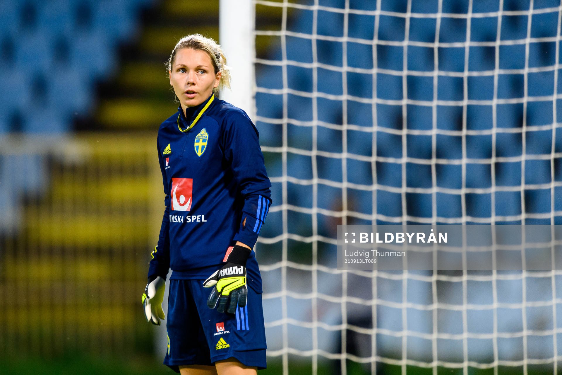 Goalkeeper Jennifer Falk of the Swedish women's national