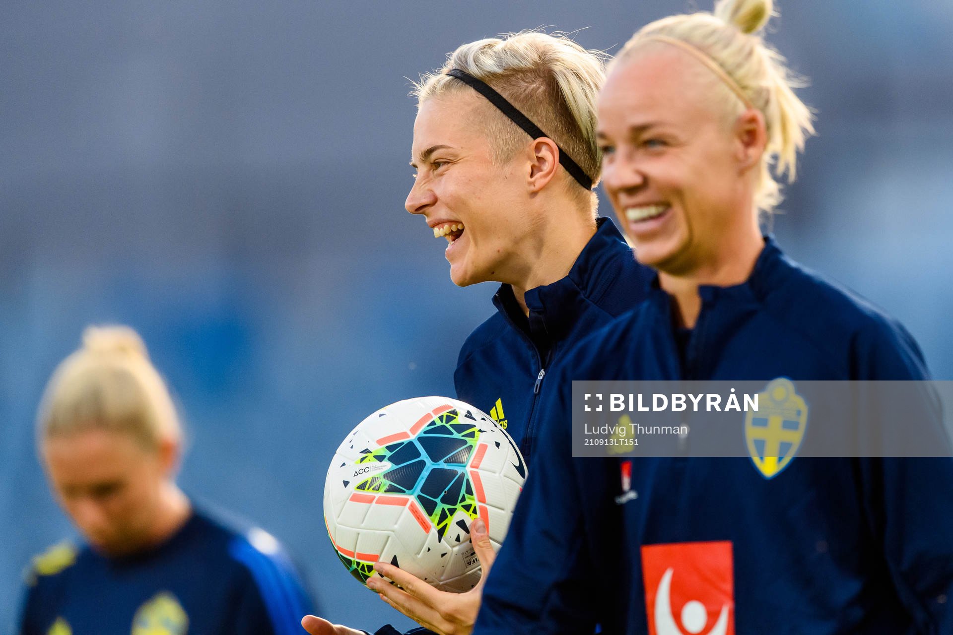 Lina Hurtig and Caroline Seger of the Swedish women's
