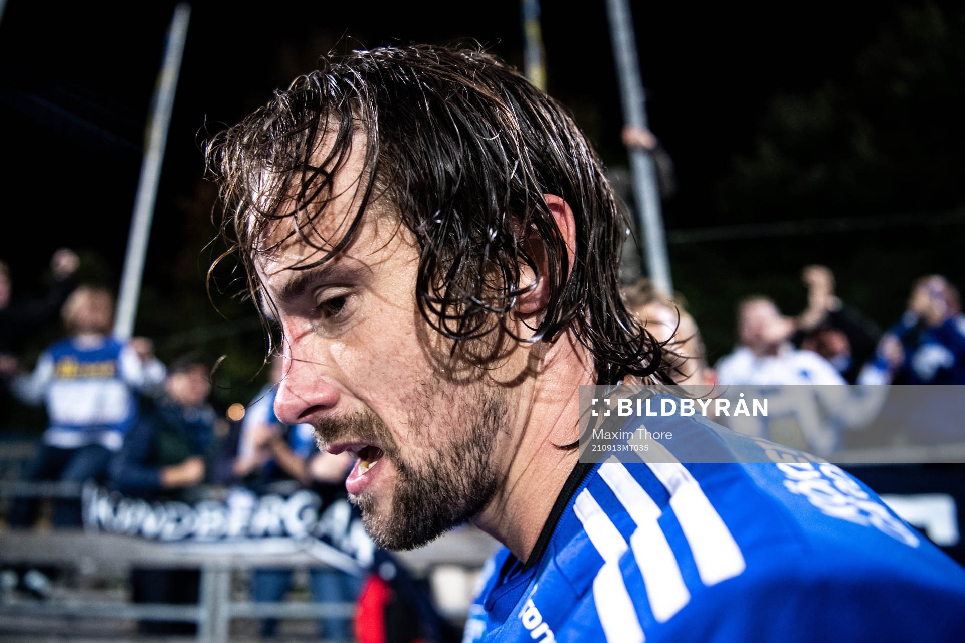 Sundsvalls Linus Hallenius jublar efter han gjort 1-2 under fotbollsmatchen i Superettan mellan Vasalund och GIF Sundsvall den 13 september 2021 i Stockholm.