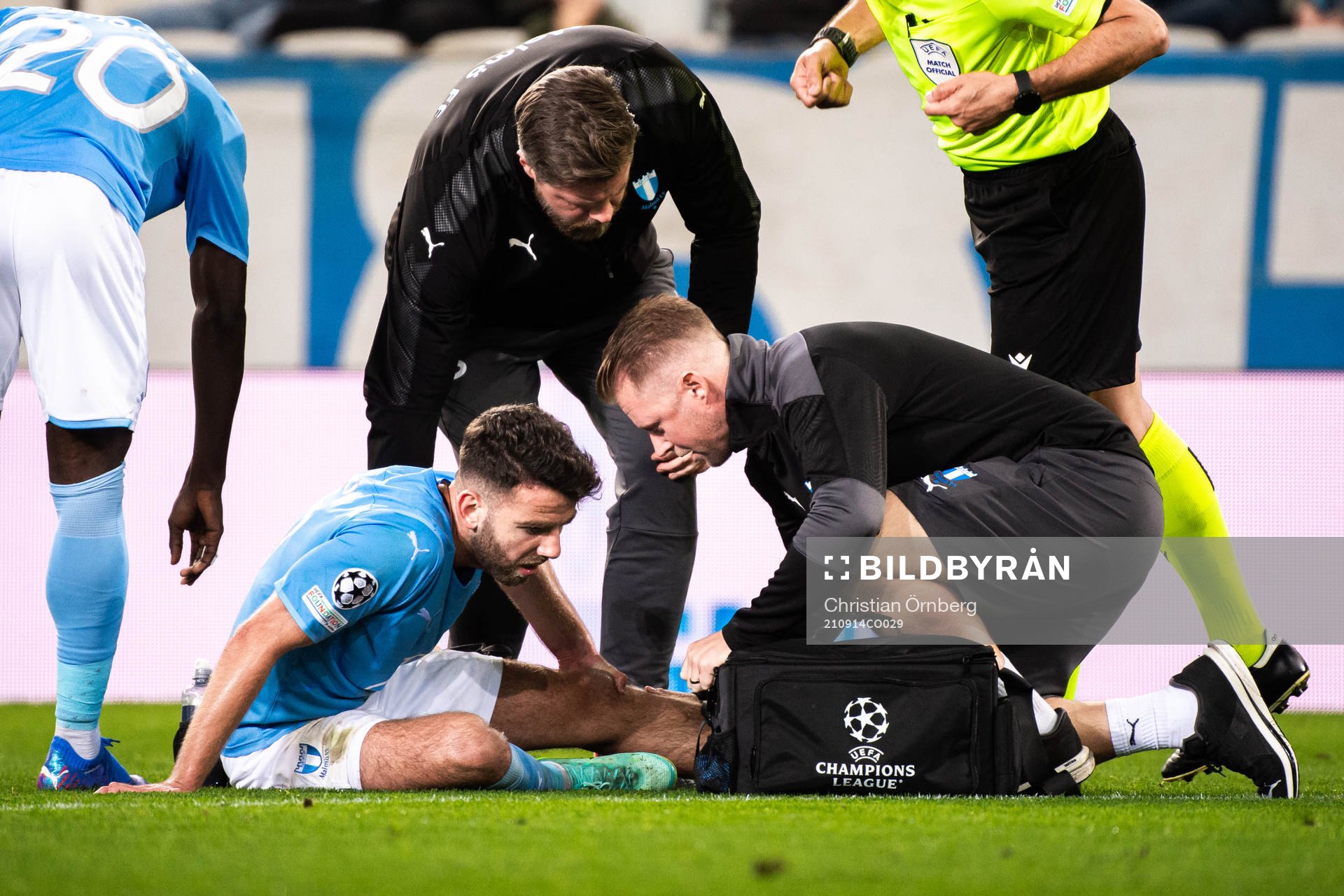 Erdal Rakip of Malmö FF in pain