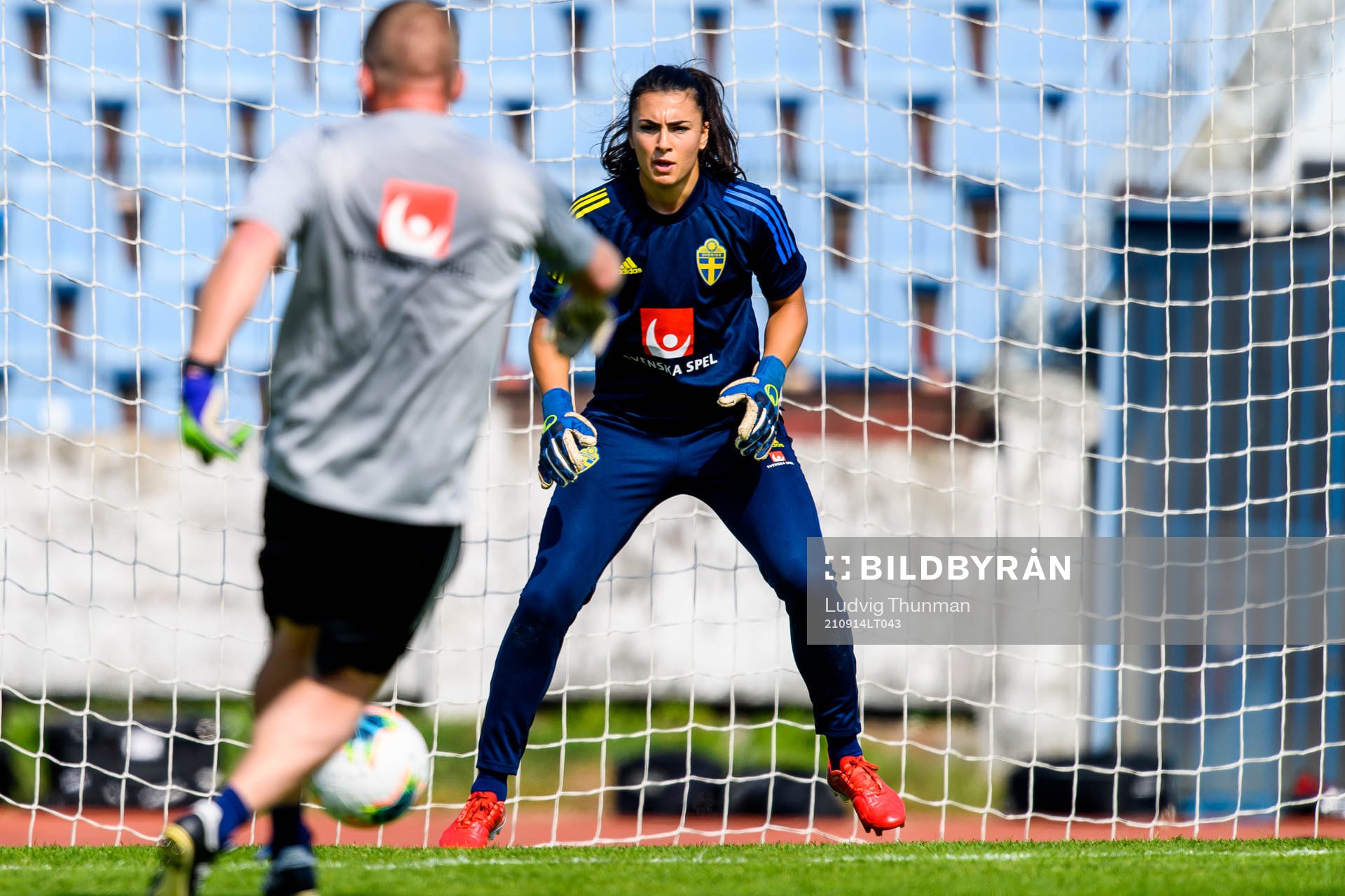 Goalkeeper Zecira Musovic of the Swedish women's national