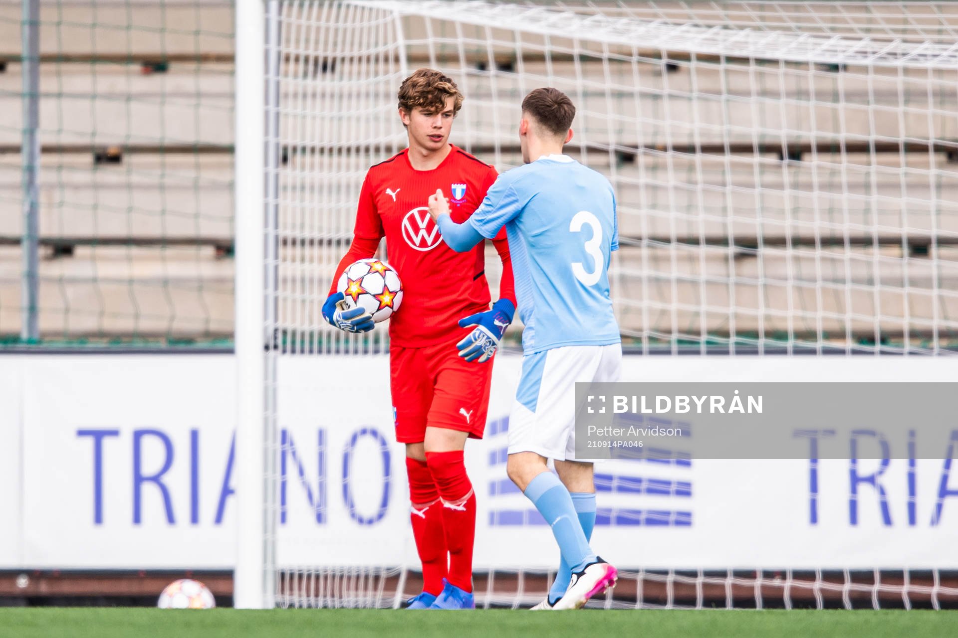 Goalkeeper Melker Ellborg and Josef Al-Imam of Malmö FF