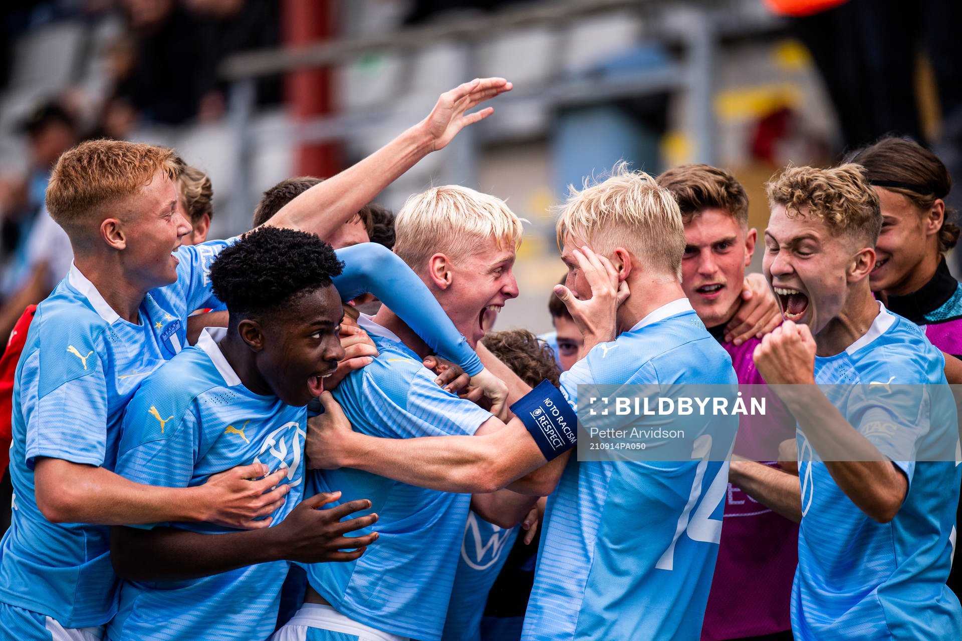 Emil Lindman of Malmö FF celebrate with teammates