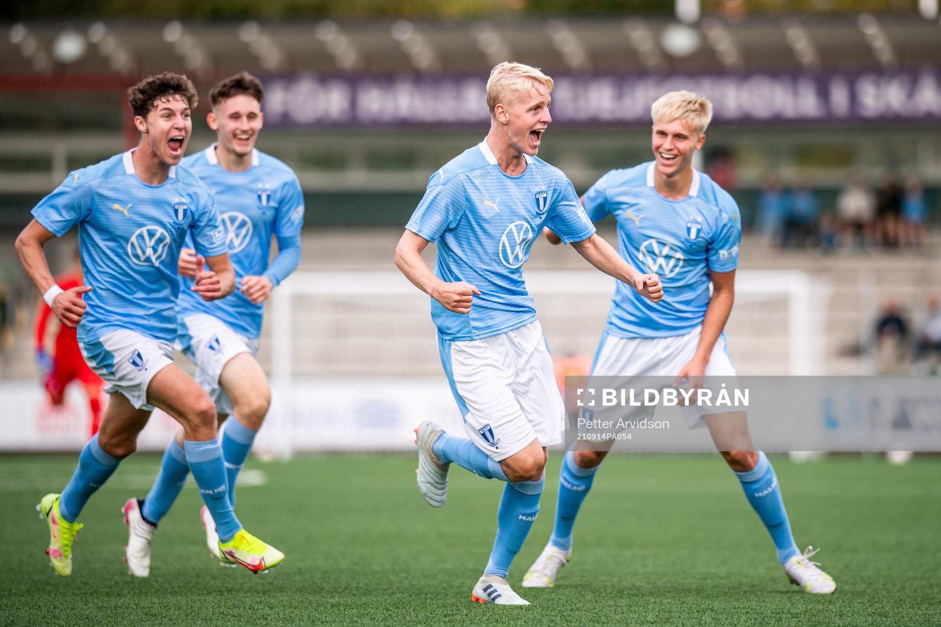 Emil Lindman of Malmö FF celebrate with teammates