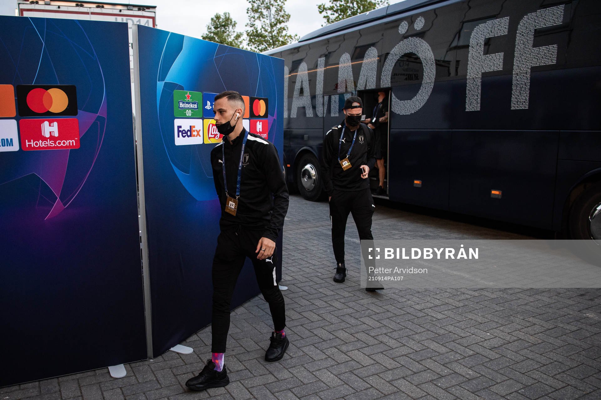 Veljko Birmancevic of Malmö FF arrive at the arena