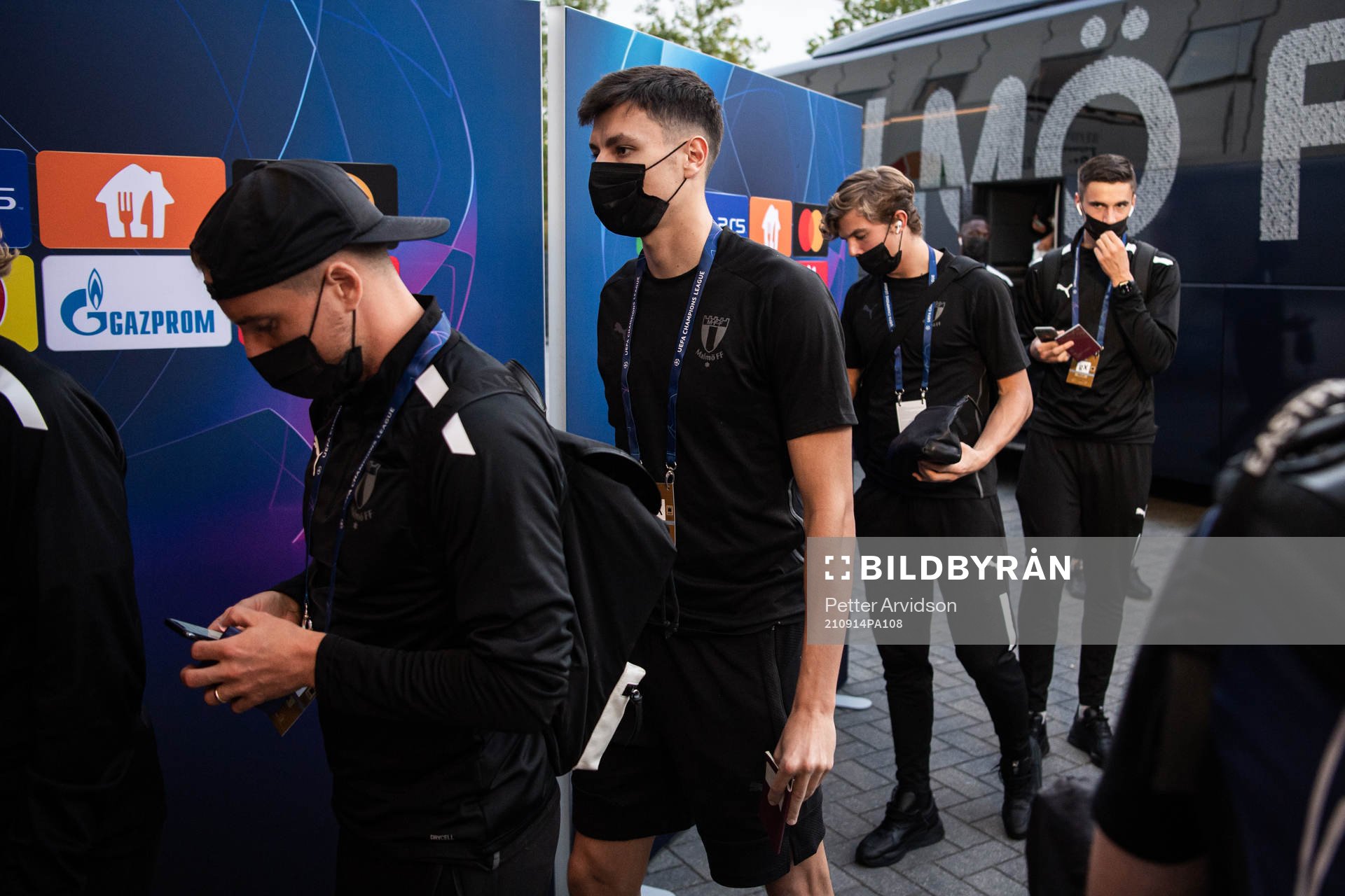 Anel Ahmedhodzic of Malmö FF arrive at the arena