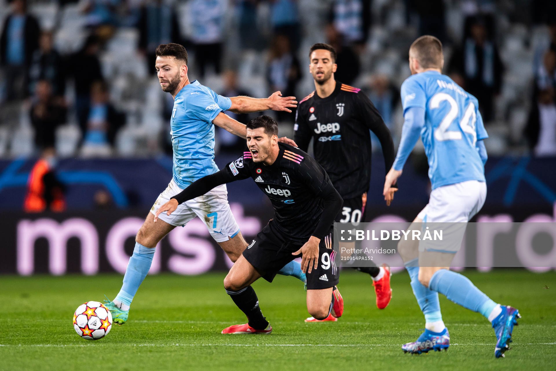 Erdal Rakip of Malmö FF and Alvaro Morata of Juventus