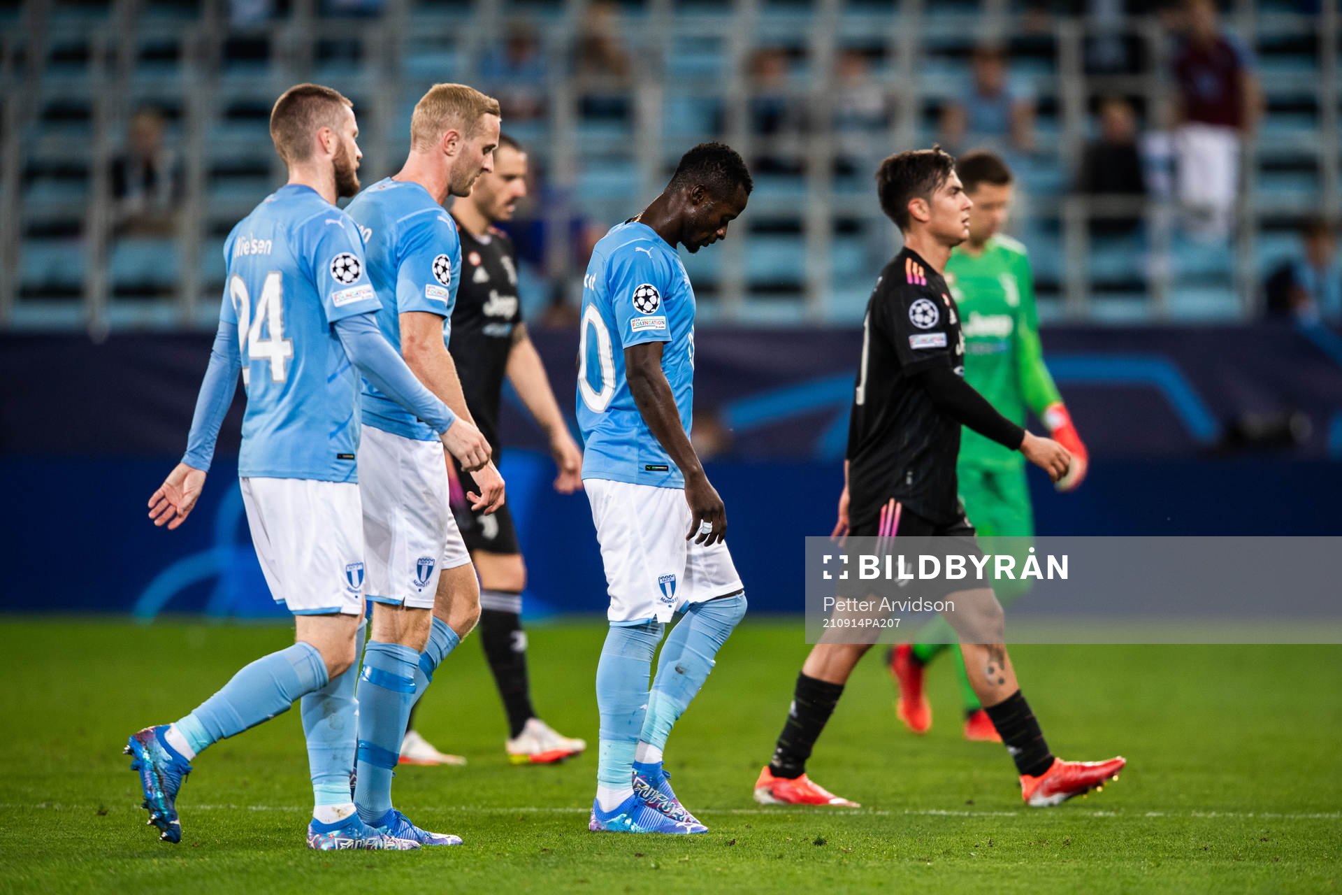 Bonke Innocent of Malmö FF looks dejected