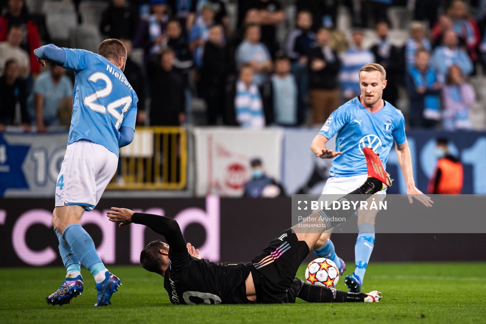 Lasse Nielsen of Malmö FF and Alvaro Morata of Juventus