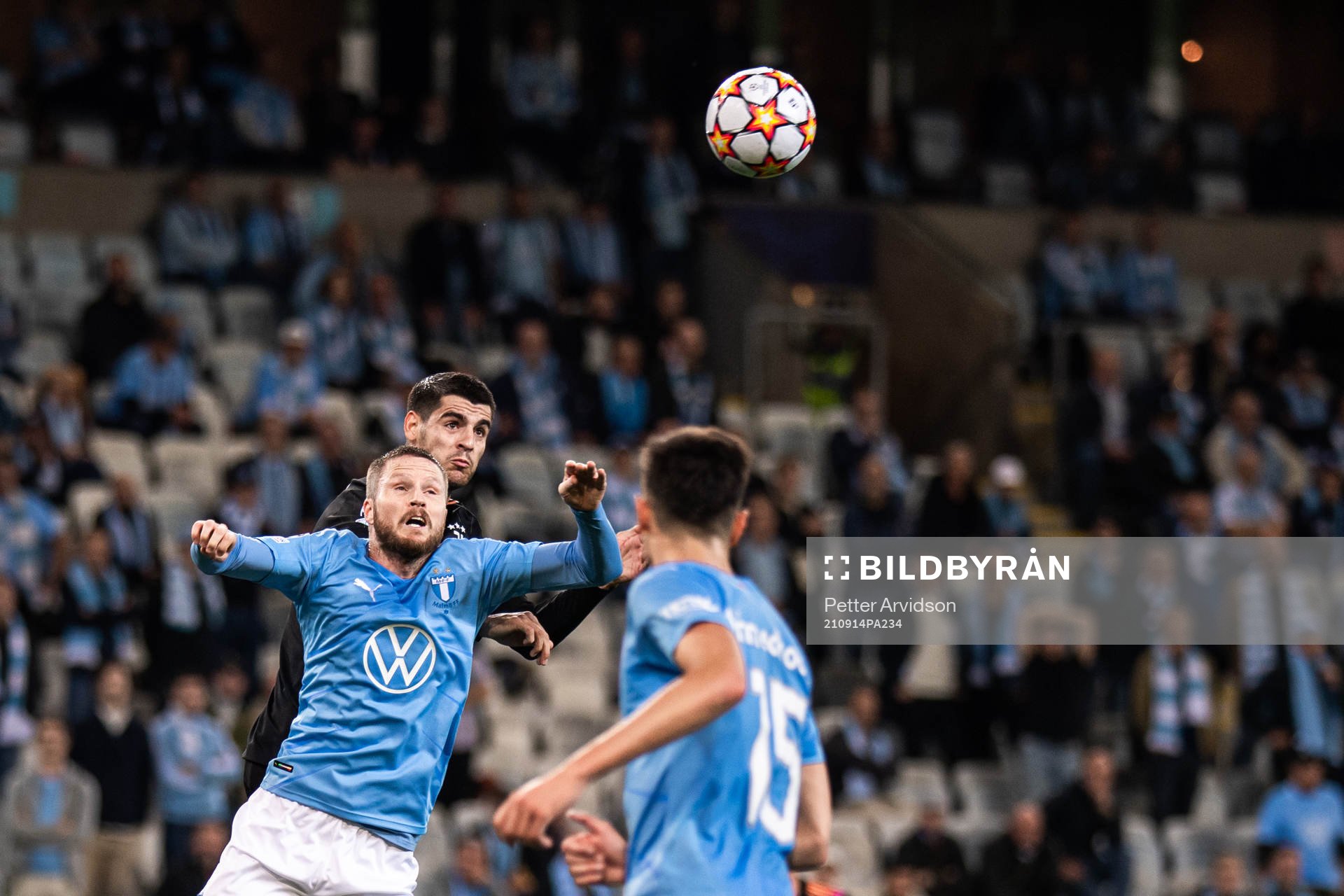 Alvaro Morata of Juventus and Lasse Nielsen of Malmö FF