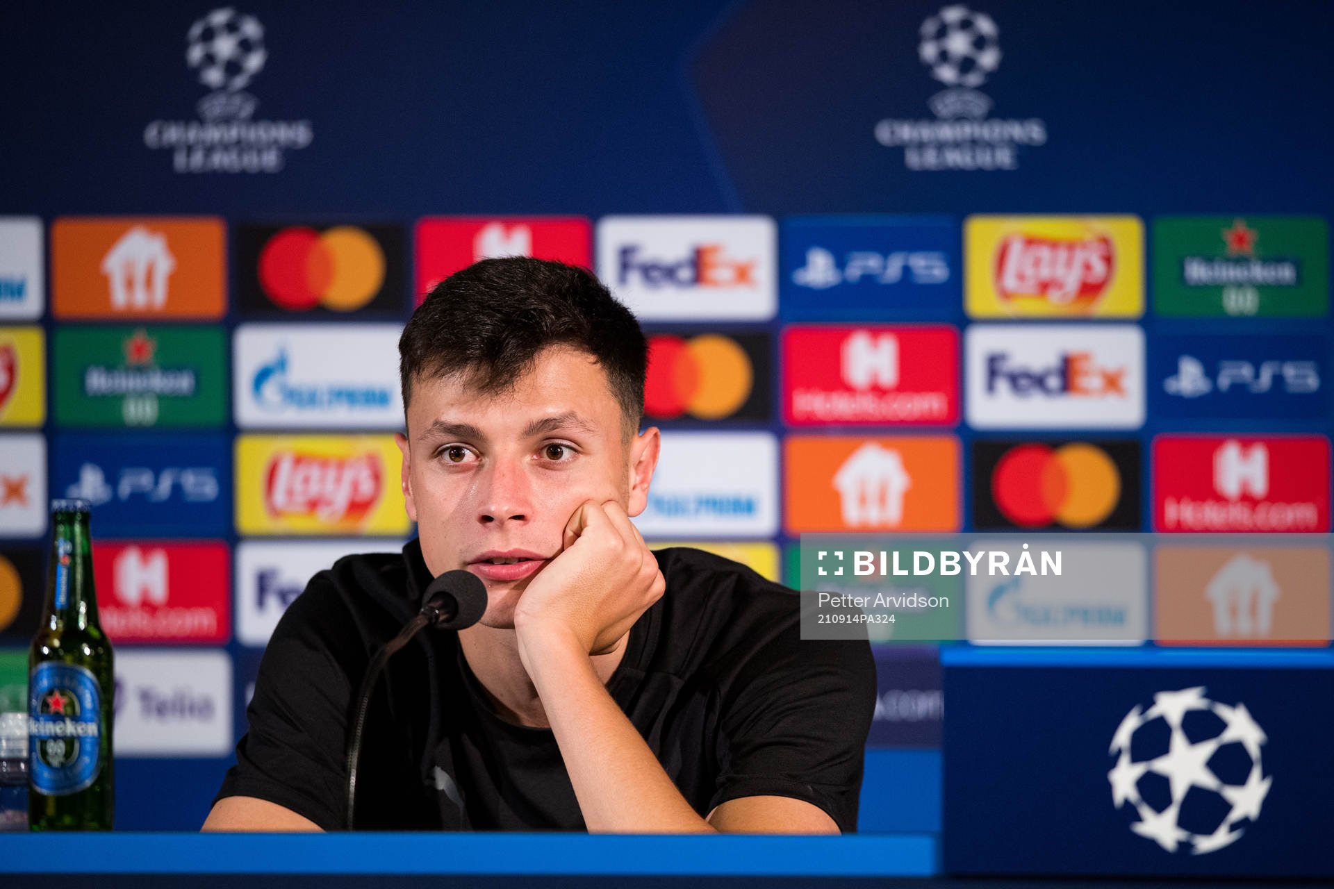 Anel Ahmedhodzic of Malmö FF during a press conference after the UEFA Champions League football match between Malmö FF and Juventus on September 14, 2021 in Malmö.