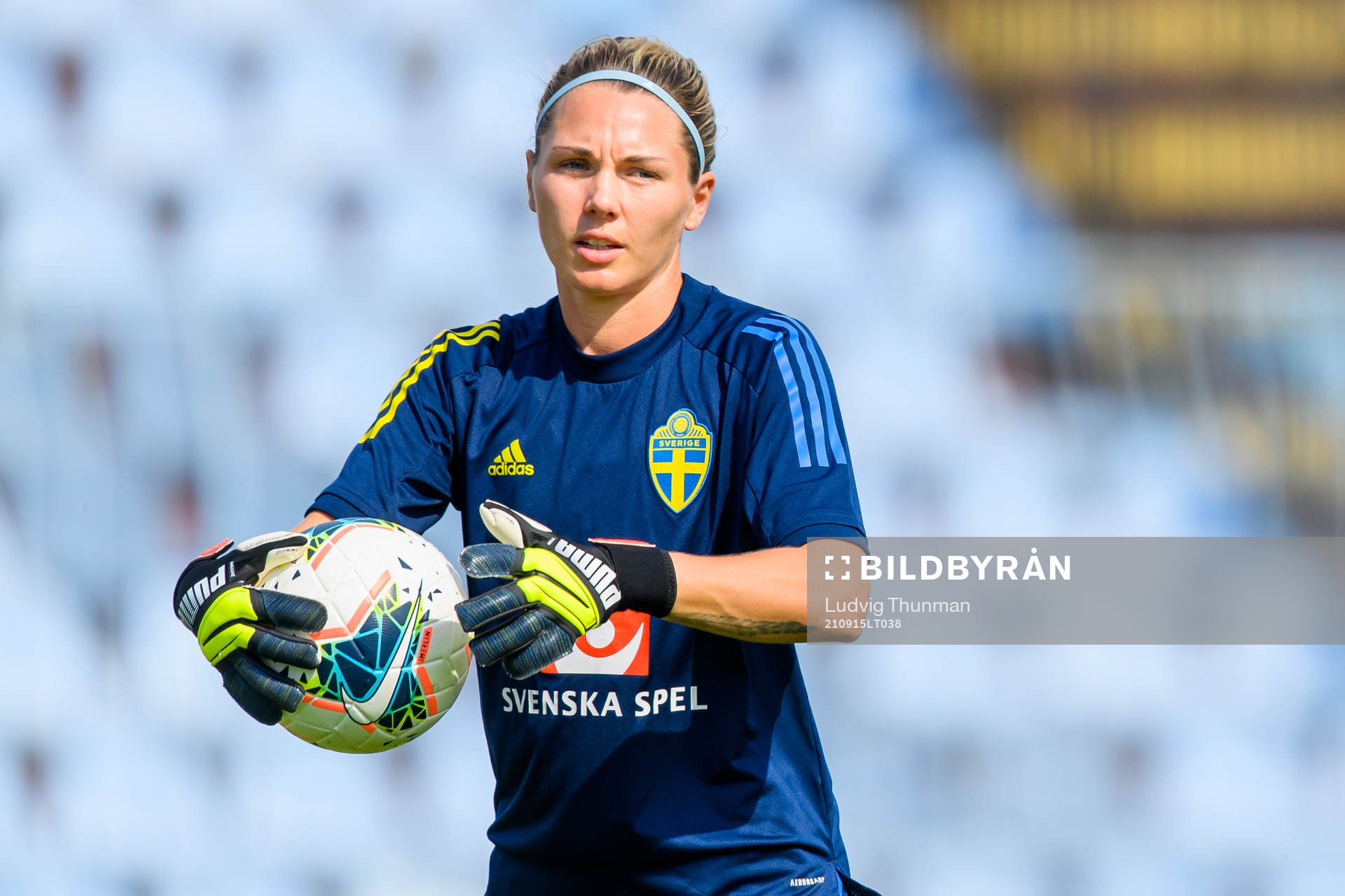 Goalkeeper Jennifer Falk of the Swedish women's national