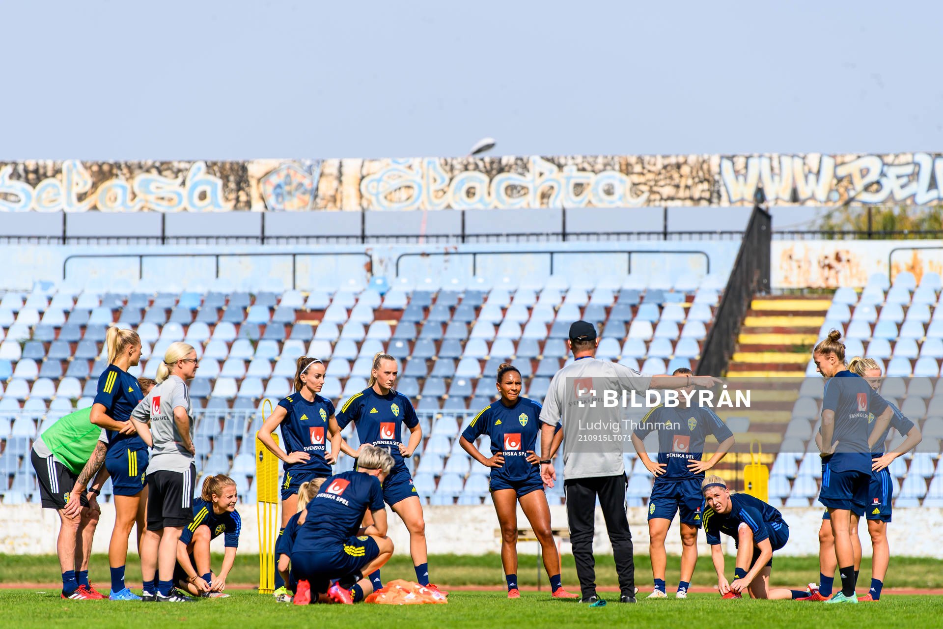 Players of the Swedish women's national football team gather