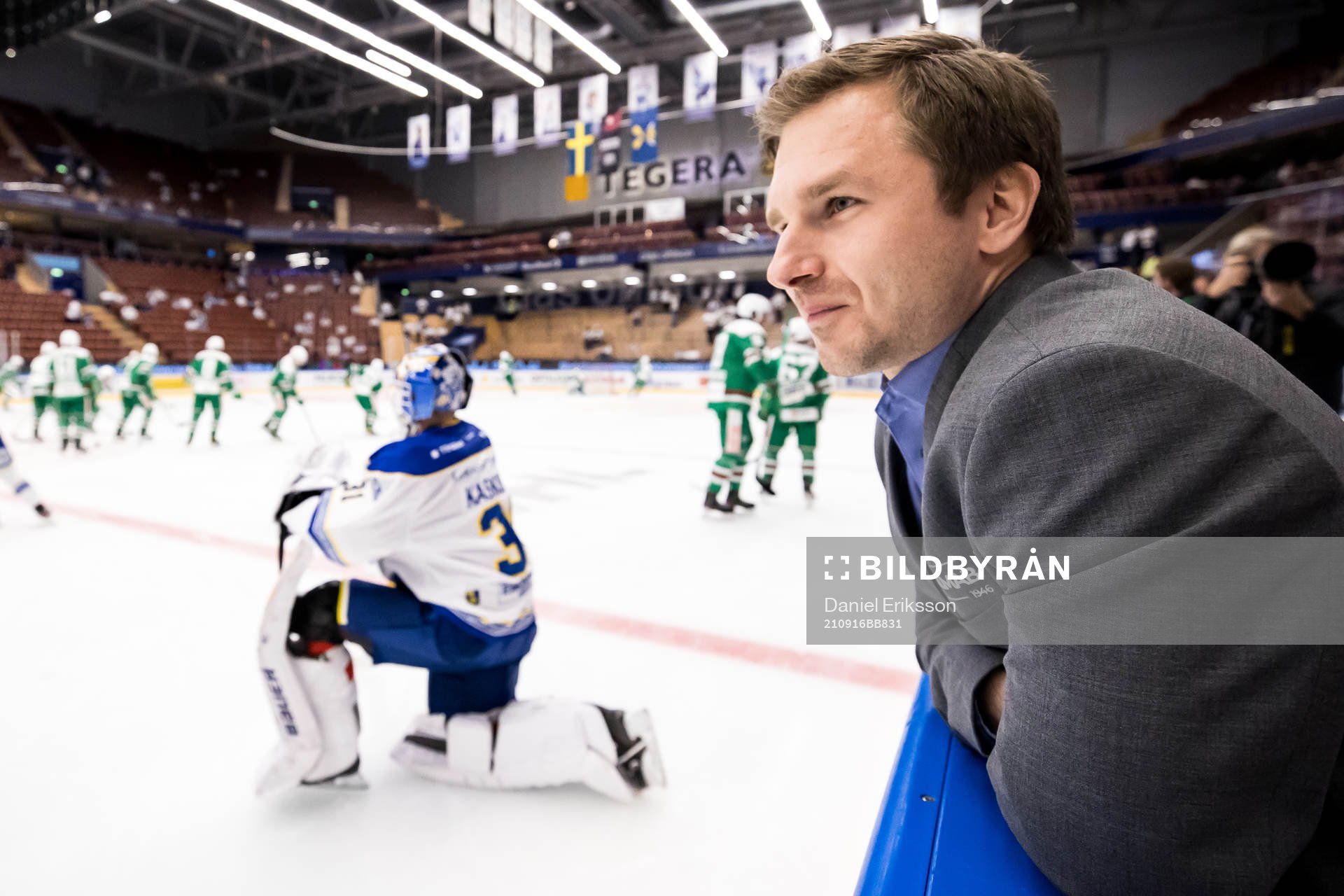 Leksands målvaktstränare Alexander Millner  innan