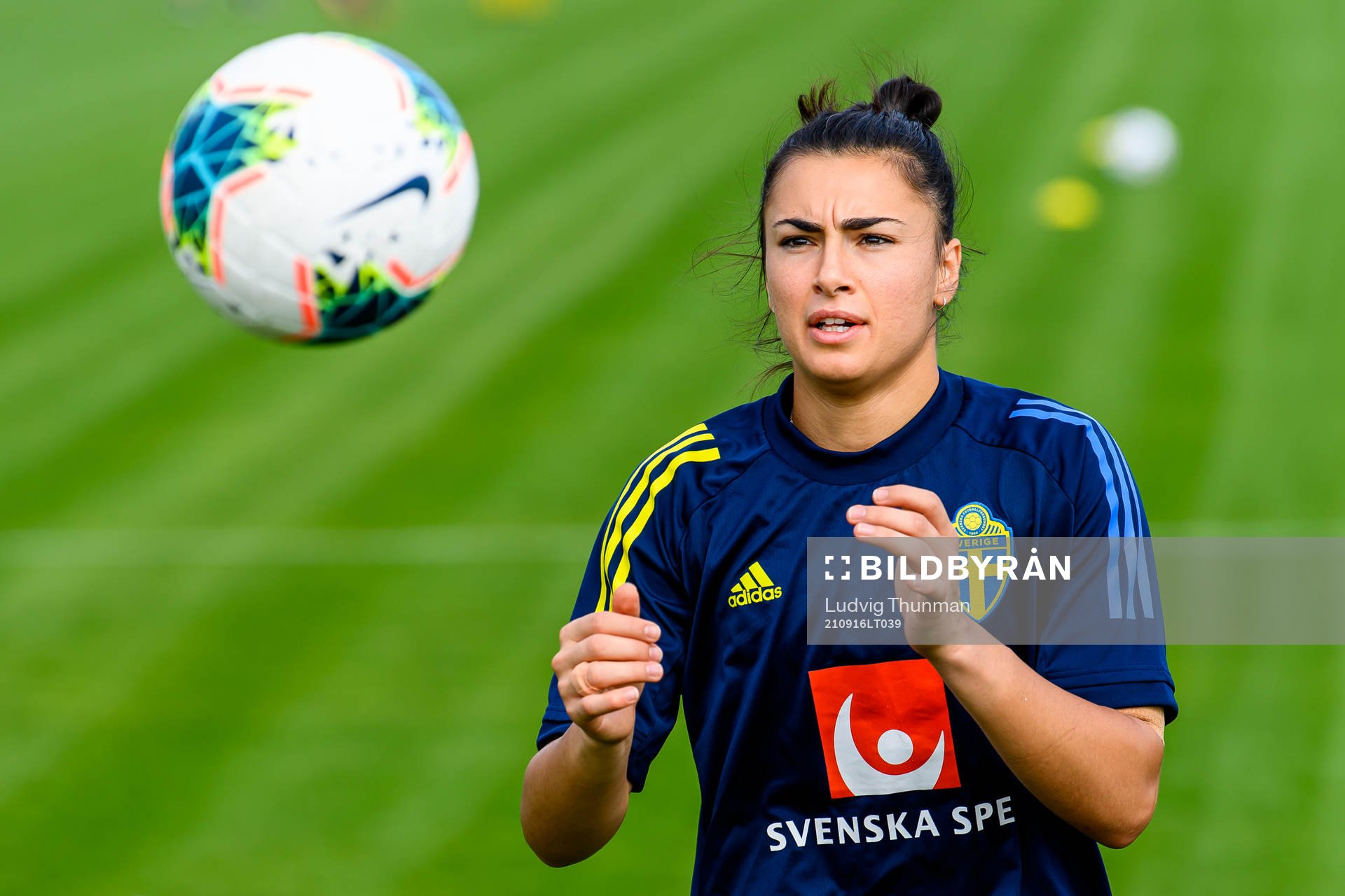 Goalkeeper Zecira Musovic of the Swedish women's national