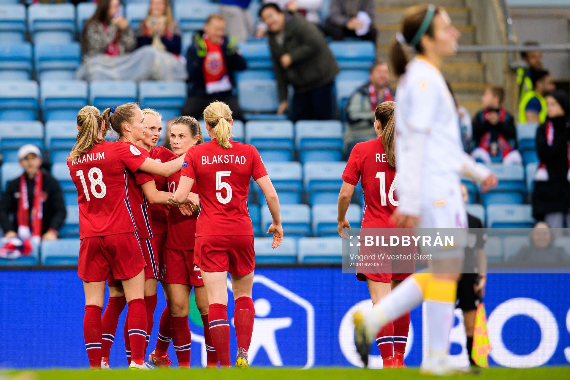 Guro Reiten of Norway celebrates the 3-0 goal