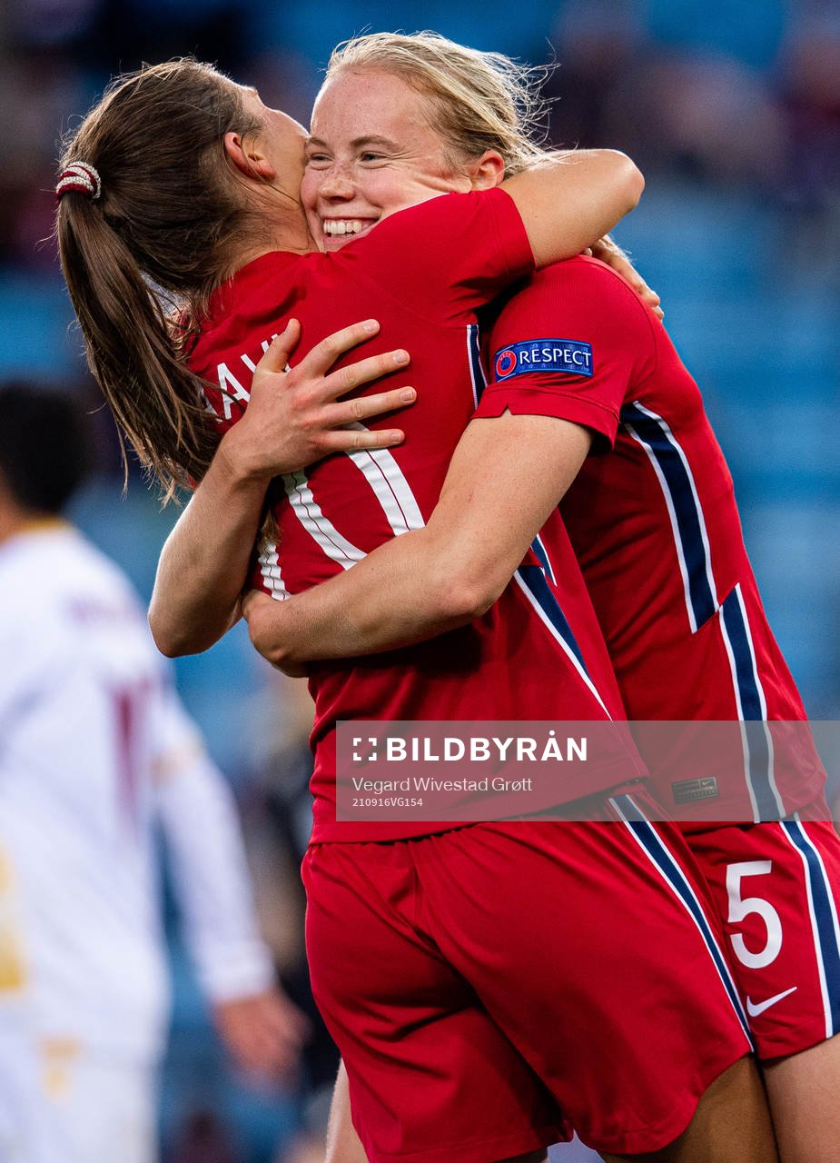 Julie Blakstad of Norway celebrates with teammate Emilie