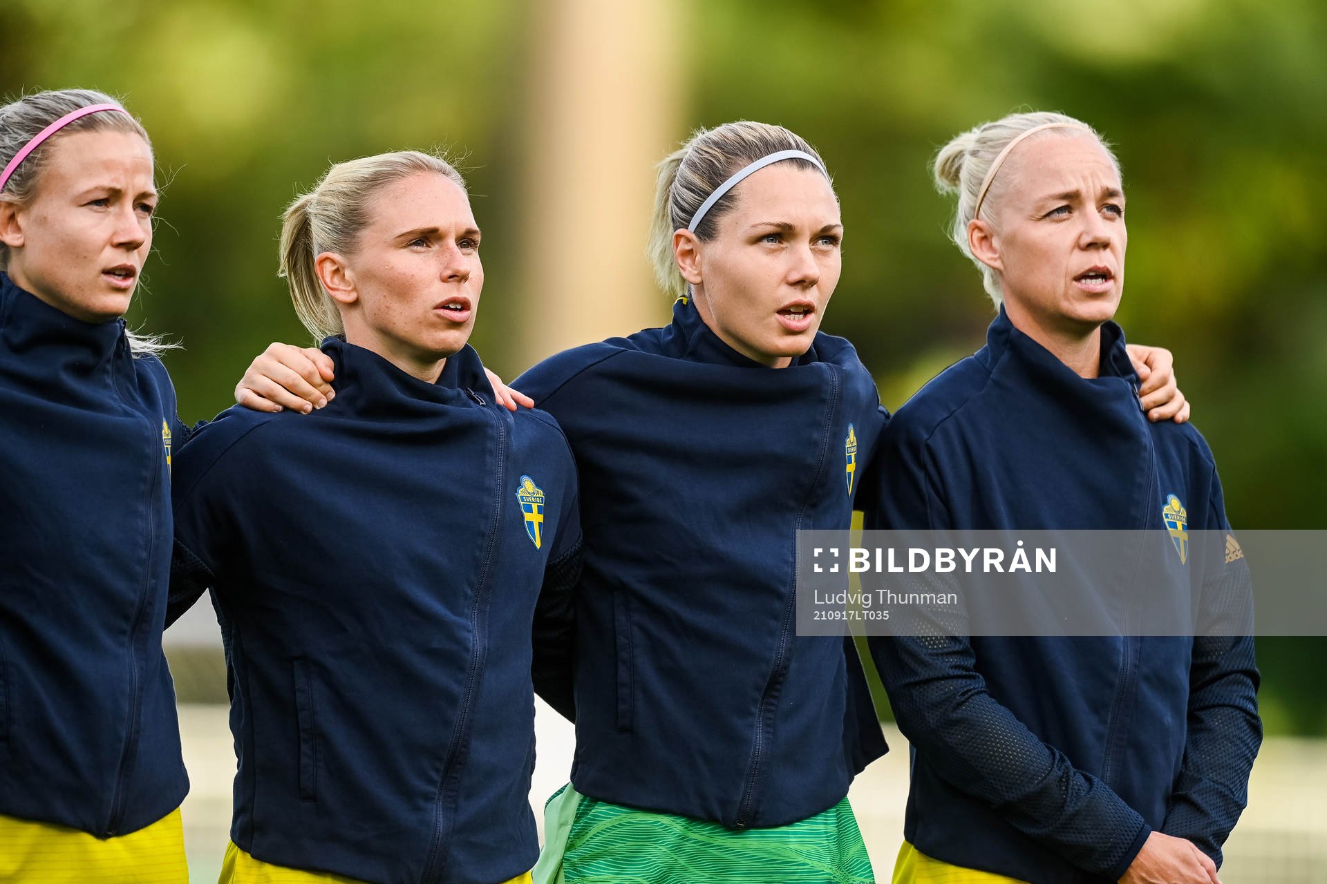 Hanna Glas, Jonna Andersson, goalkeeper Jennifer Falk and