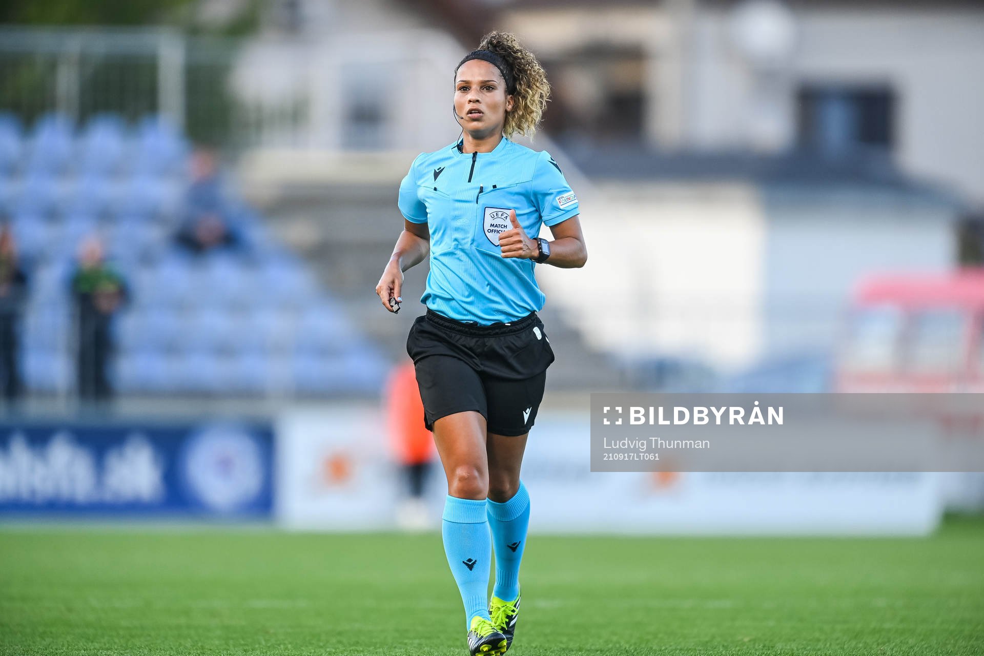 Referee Shona Shukrula during the FIFA Women's World Cup Qualifying football match between Slovakia and Sweden on September 17, 2021 in Senec.