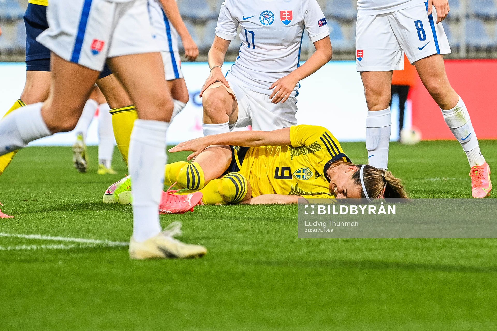Kosovare Asllani of Sweden in pain