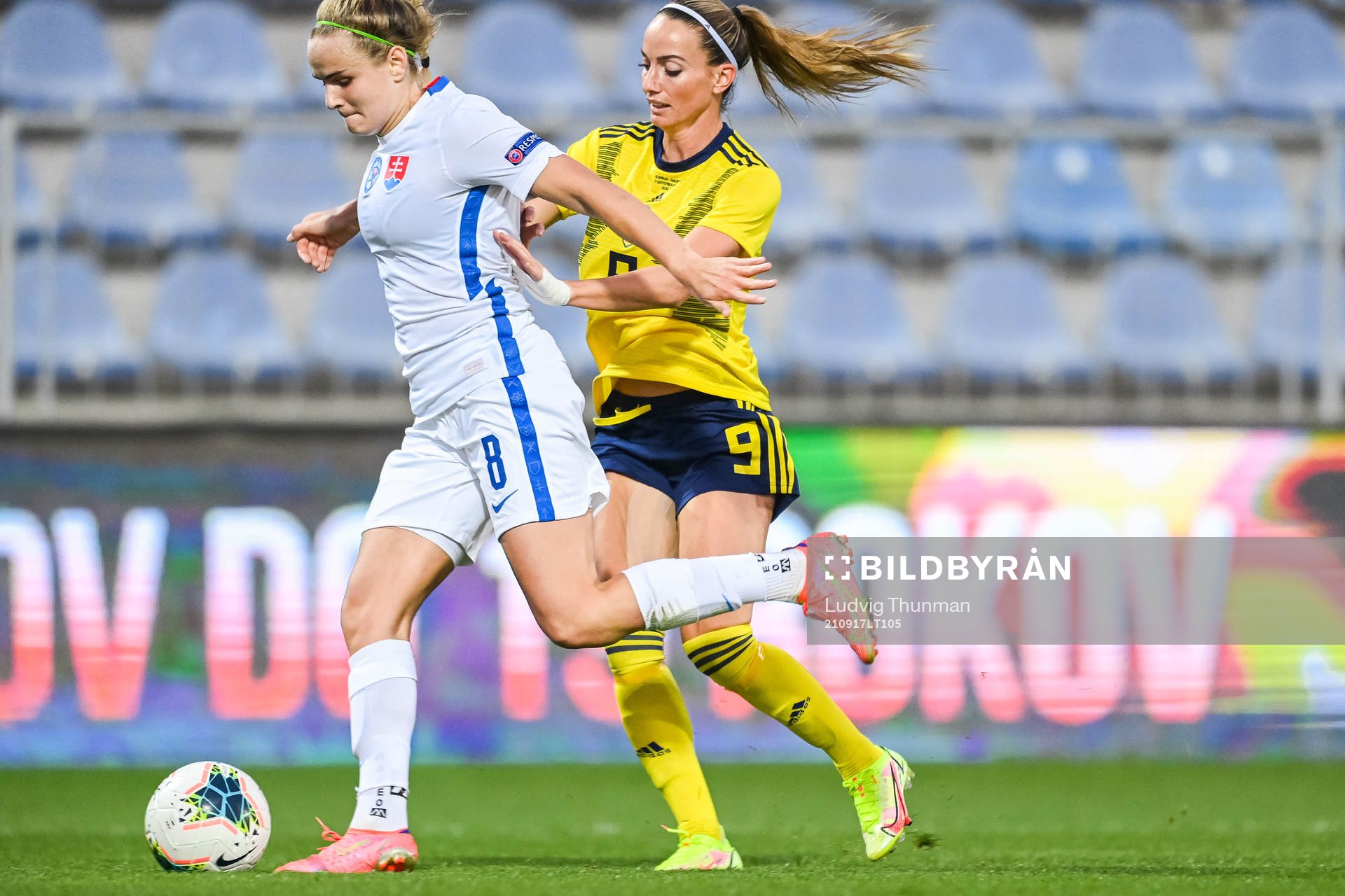 Diana Lemesova of Slovakia and Kosovare Asllani of Sweden