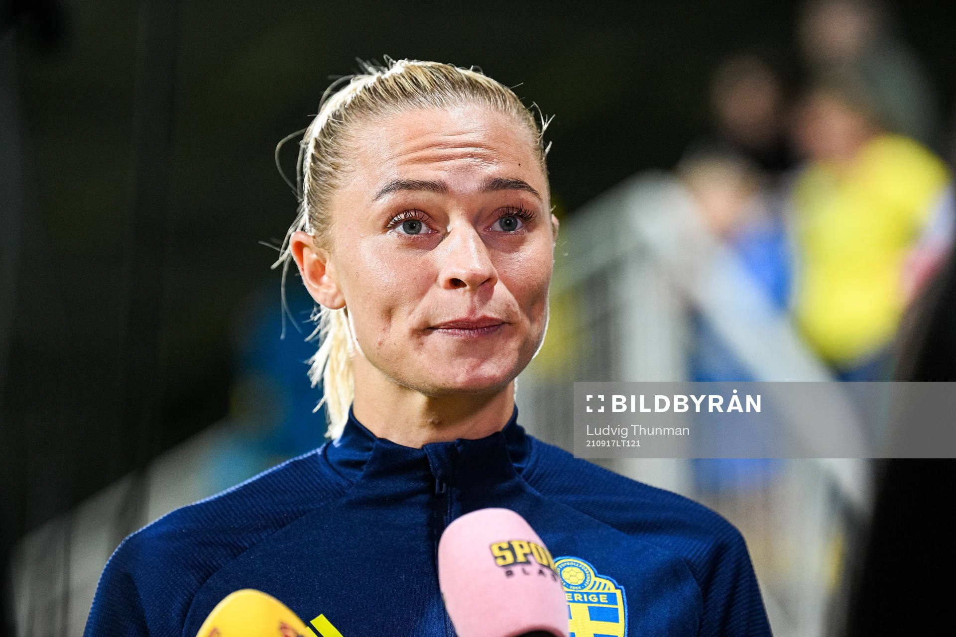 Fridolina Rolfö of Sweden is interviewed