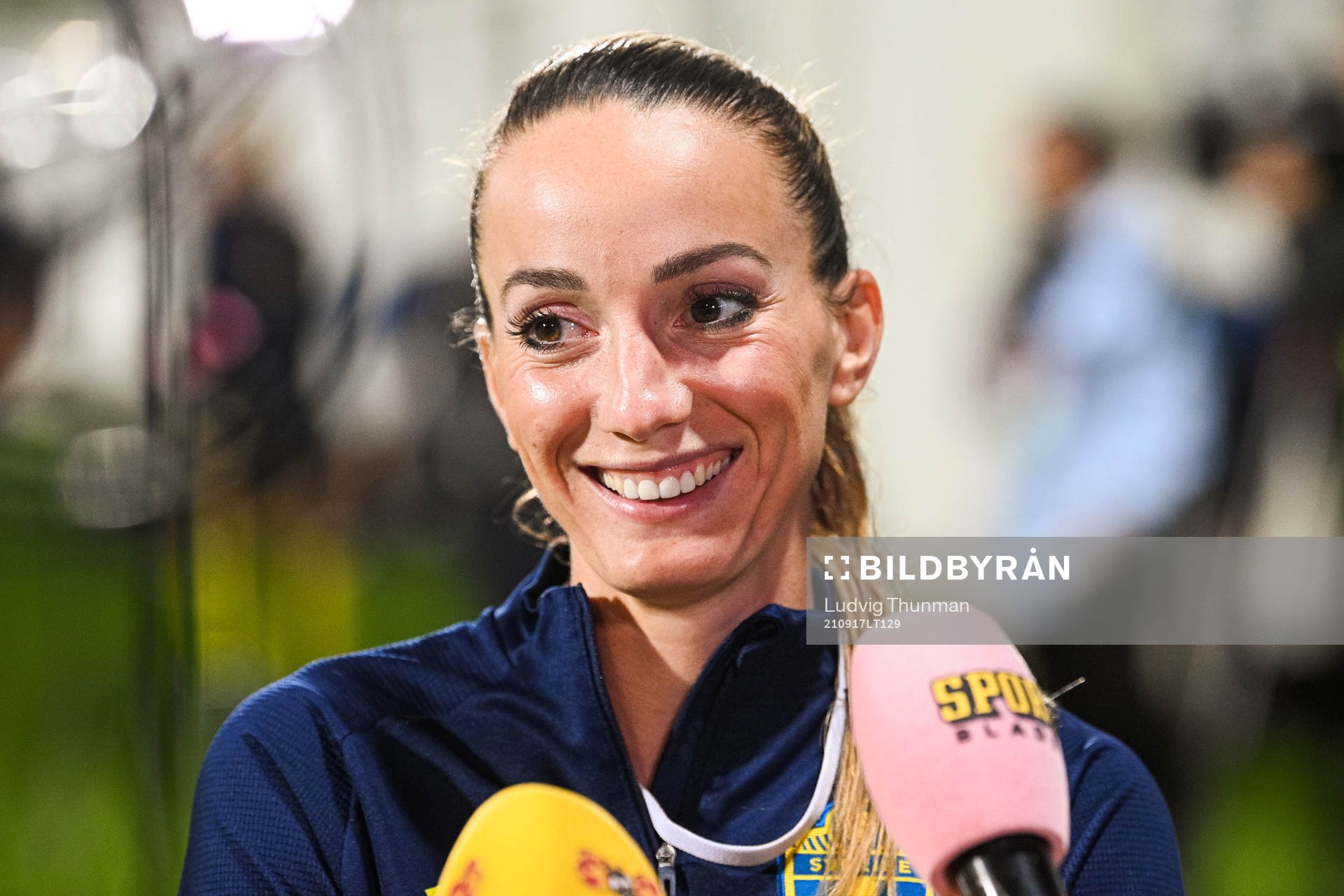 Kosovare Asllani of Sweden is interviewed