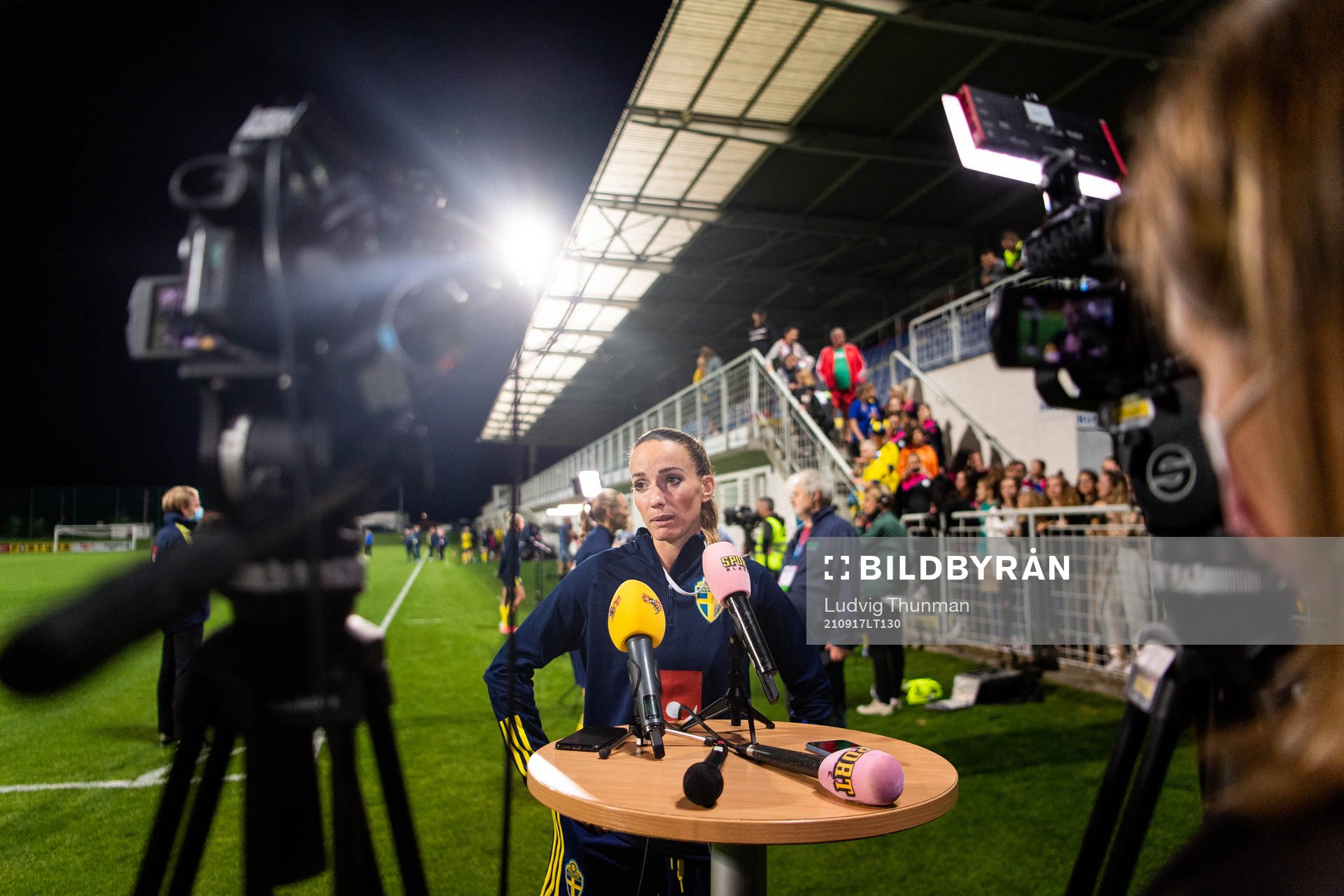 Kosovare Asllani of Sweden is interviewed