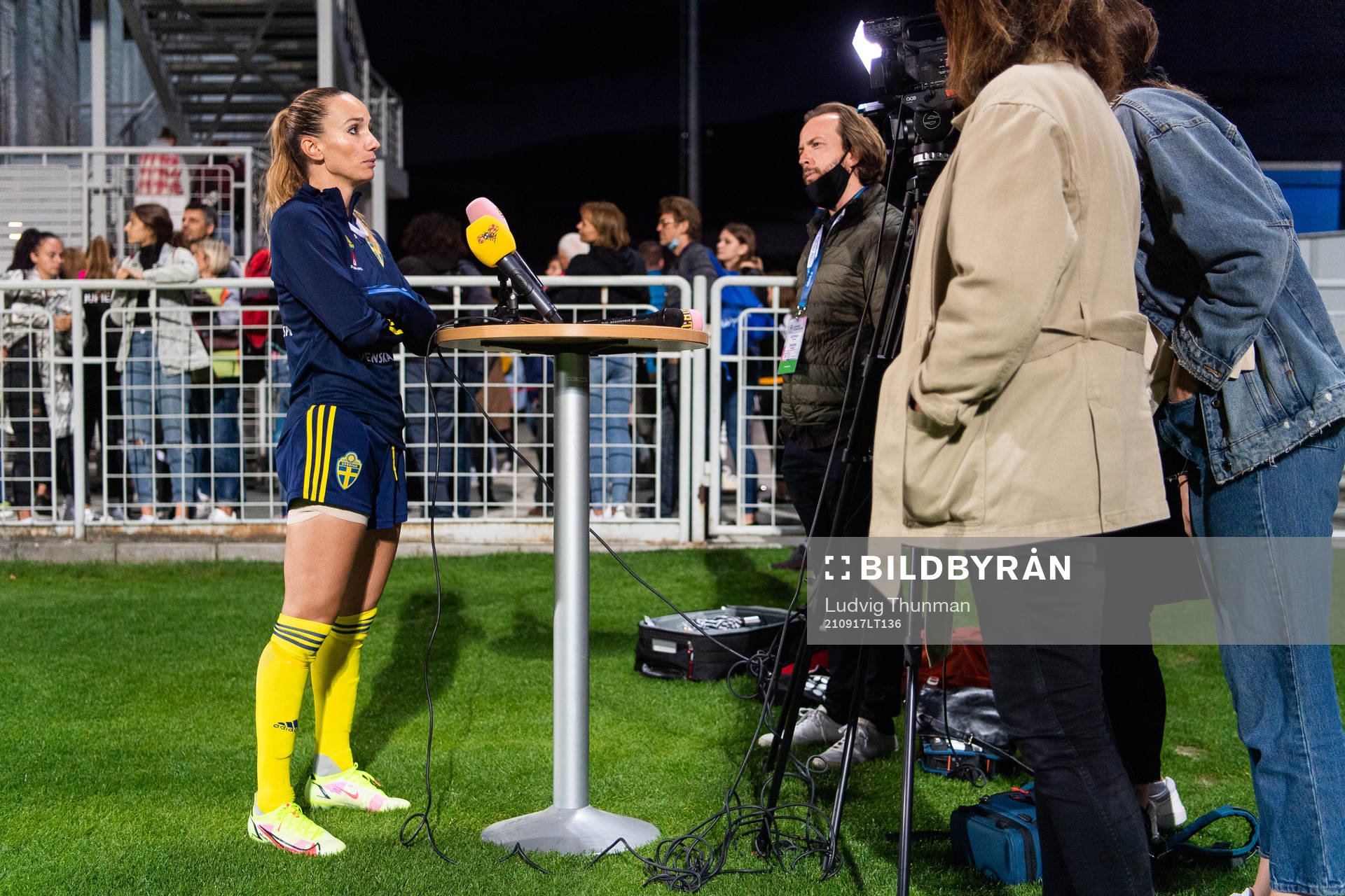 Kosovare Asllani of Sweden is interviewed