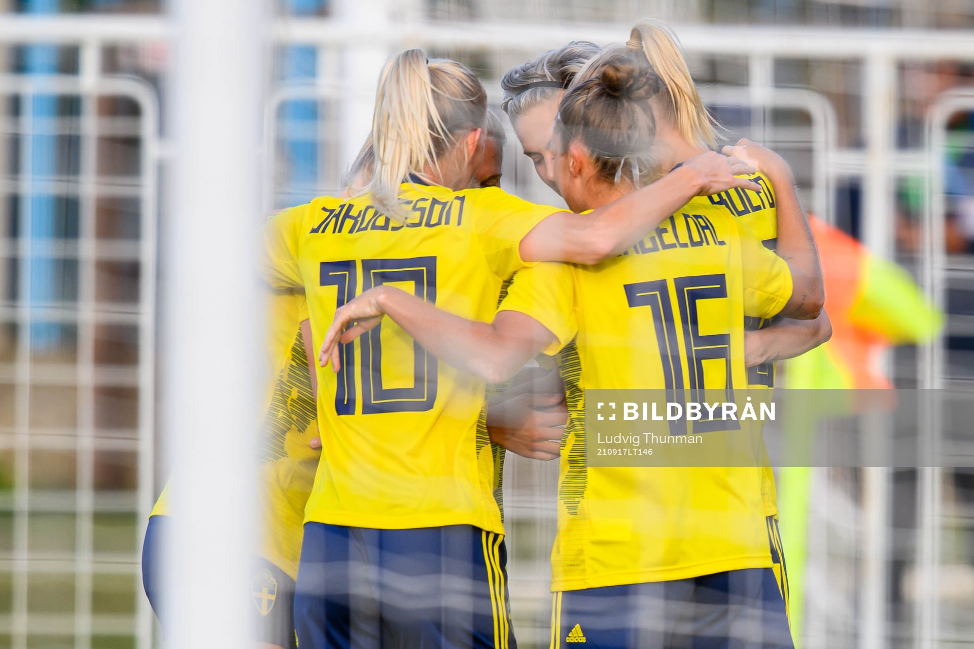 Fridolina Rolfö of Sweden celebrate with her teammates after scoring 0-1 during the FIFA Women's World Cup Qualifying football match between Slovakia and Sweden on September 17, 2021 in Senec.